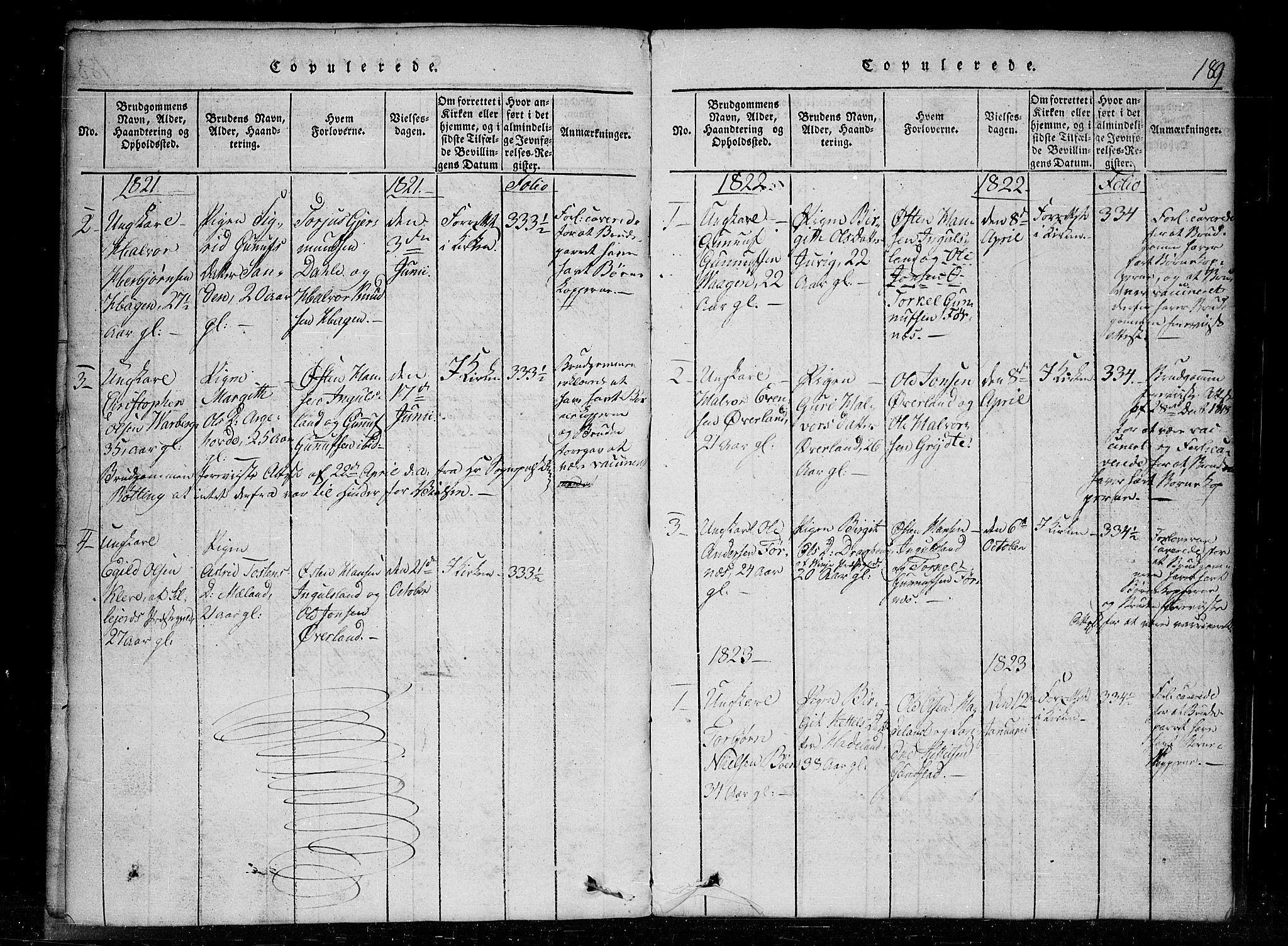 Tinn kirkebøker, AV/SAKO-A-308/G/Gc/L0001: Parish register (copy) no. III 1, 1815-1879, p. 189