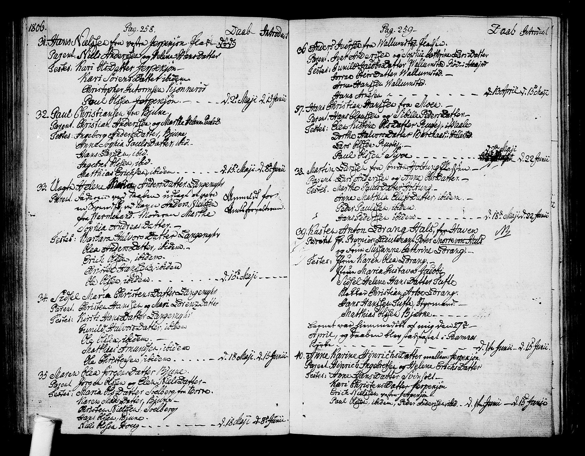 Ramnes kirkebøker, SAKO/A-314/F/Fa/L0003: Parish register (official) no. I 3, 1790-1813, p. 258-259