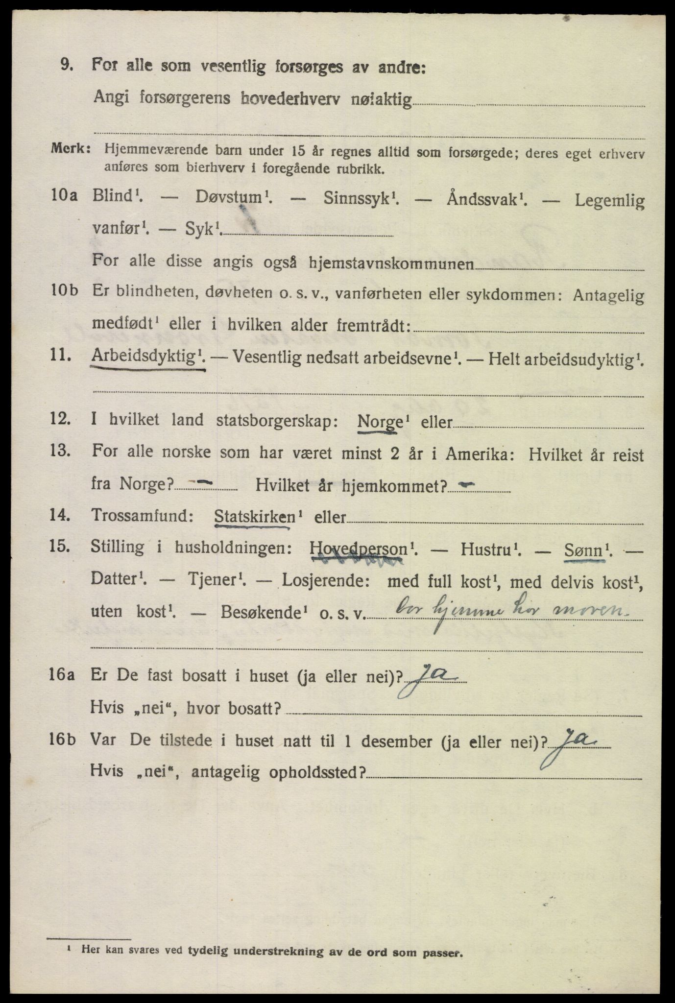 SAK, 1920 census for Randesund, 1920, p. 1091