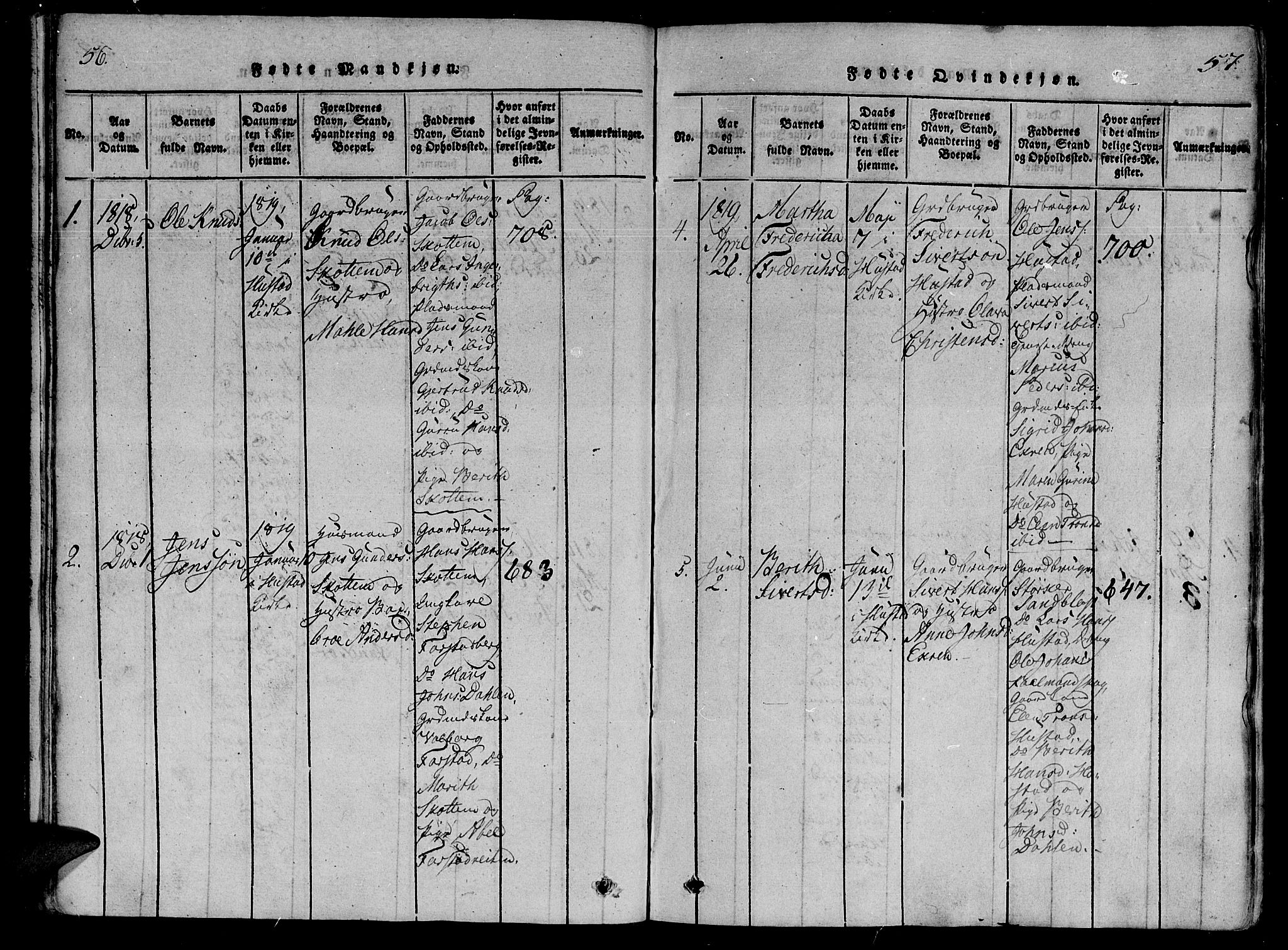 Ministerialprotokoller, klokkerbøker og fødselsregistre - Møre og Romsdal, AV/SAT-A-1454/566/L0764: Parish register (official) no. 566A03 /2, 1817-1829, p. 56-57