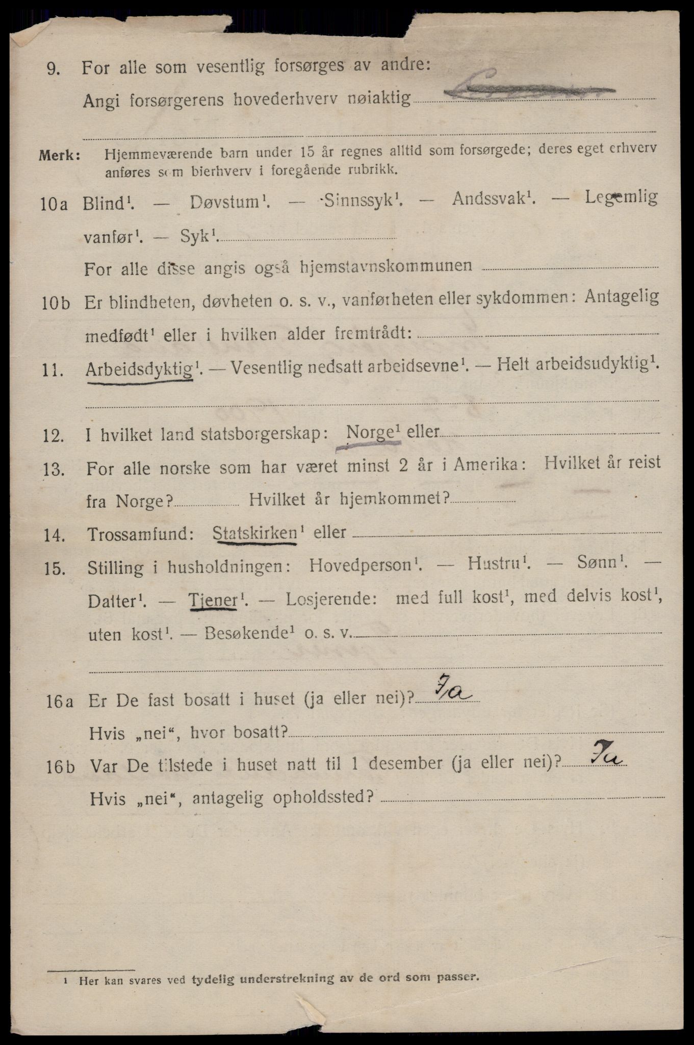 SAST, 1920 census for Sandnes, 1920, p. 6181