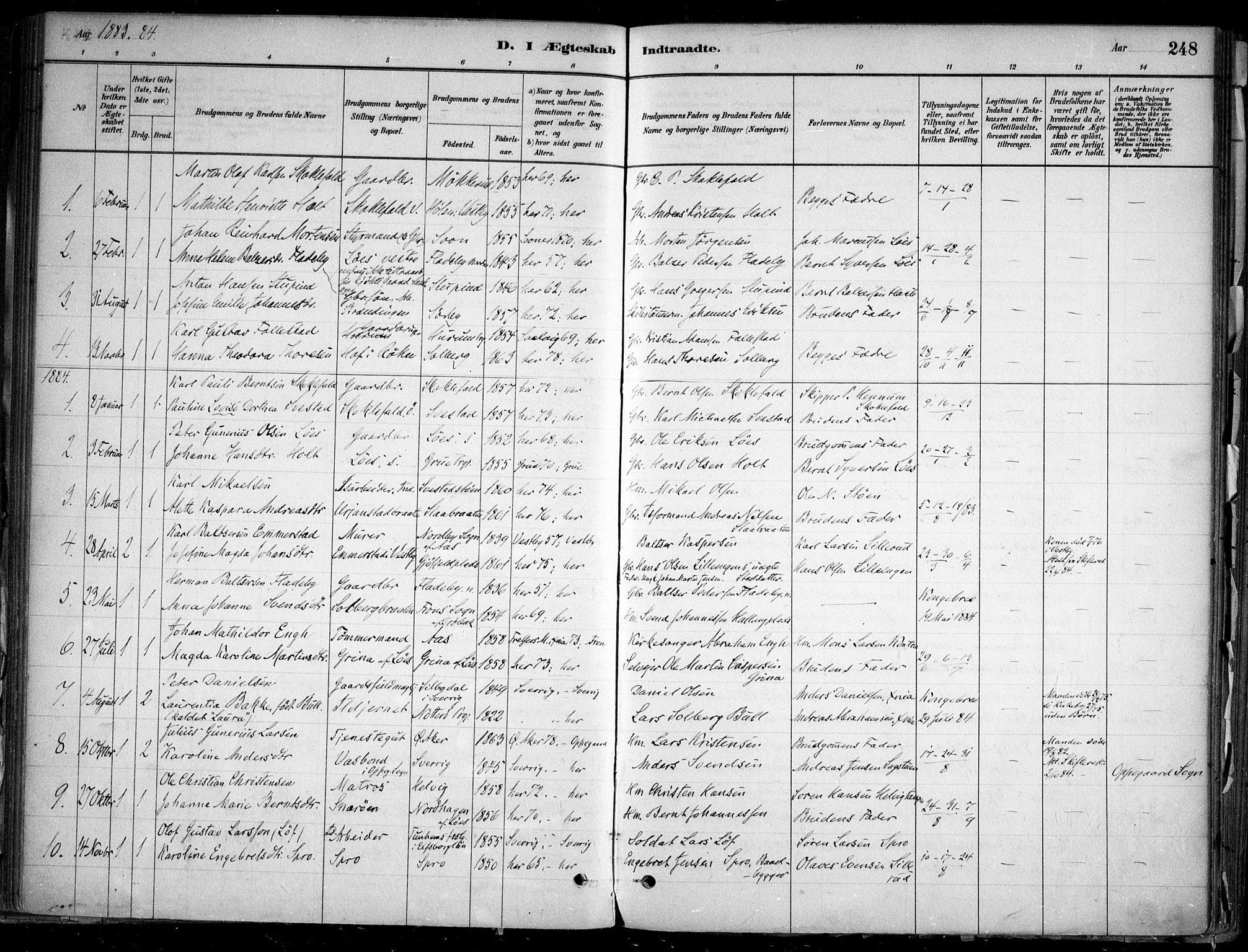 Nesodden prestekontor Kirkebøker, SAO/A-10013/F/Fa/L0009: Parish register (official) no. I 9, 1880-1915, p. 248
