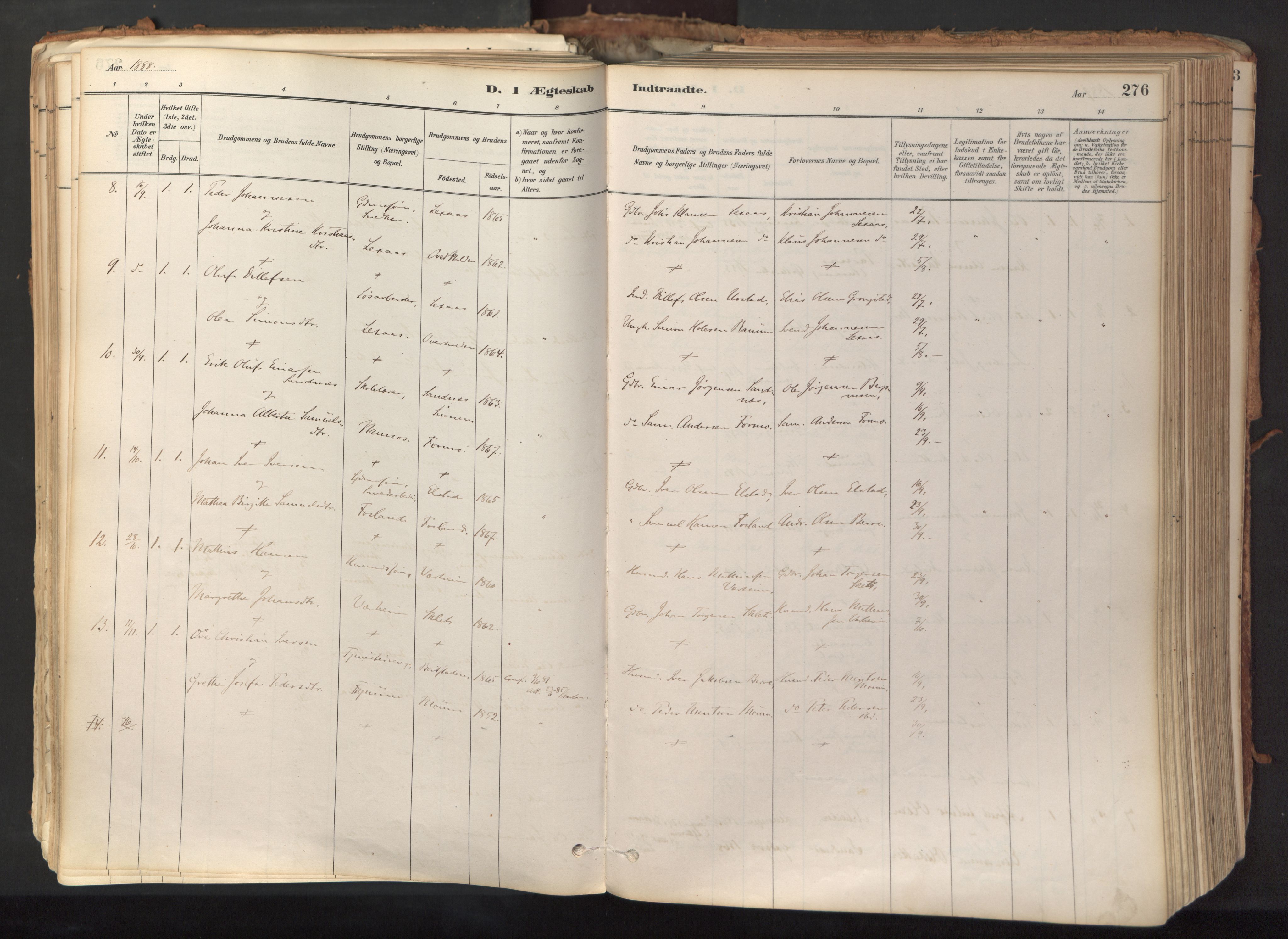 Ministerialprotokoller, klokkerbøker og fødselsregistre - Nord-Trøndelag, SAT/A-1458/758/L0519: Parish register (official) no. 758A04, 1880-1926, p. 276