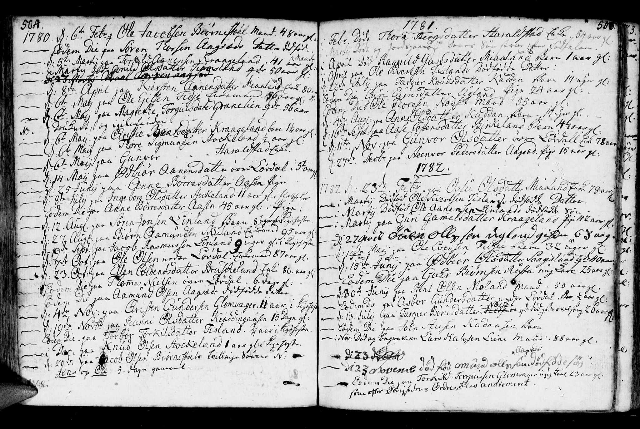 Holum sokneprestkontor, AV/SAK-1111-0022/F/Fa/Fab/L0004: Parish register (official) no. A 4, 1774-1847, p. 504-505