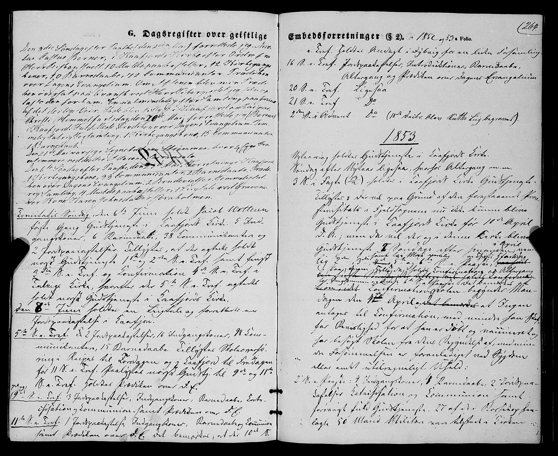 Talvik sokneprestkontor, SATØ/S-1337/H/Ha/L0016kirke: Parish register (official) no. 16, 1847-1857, p. 264