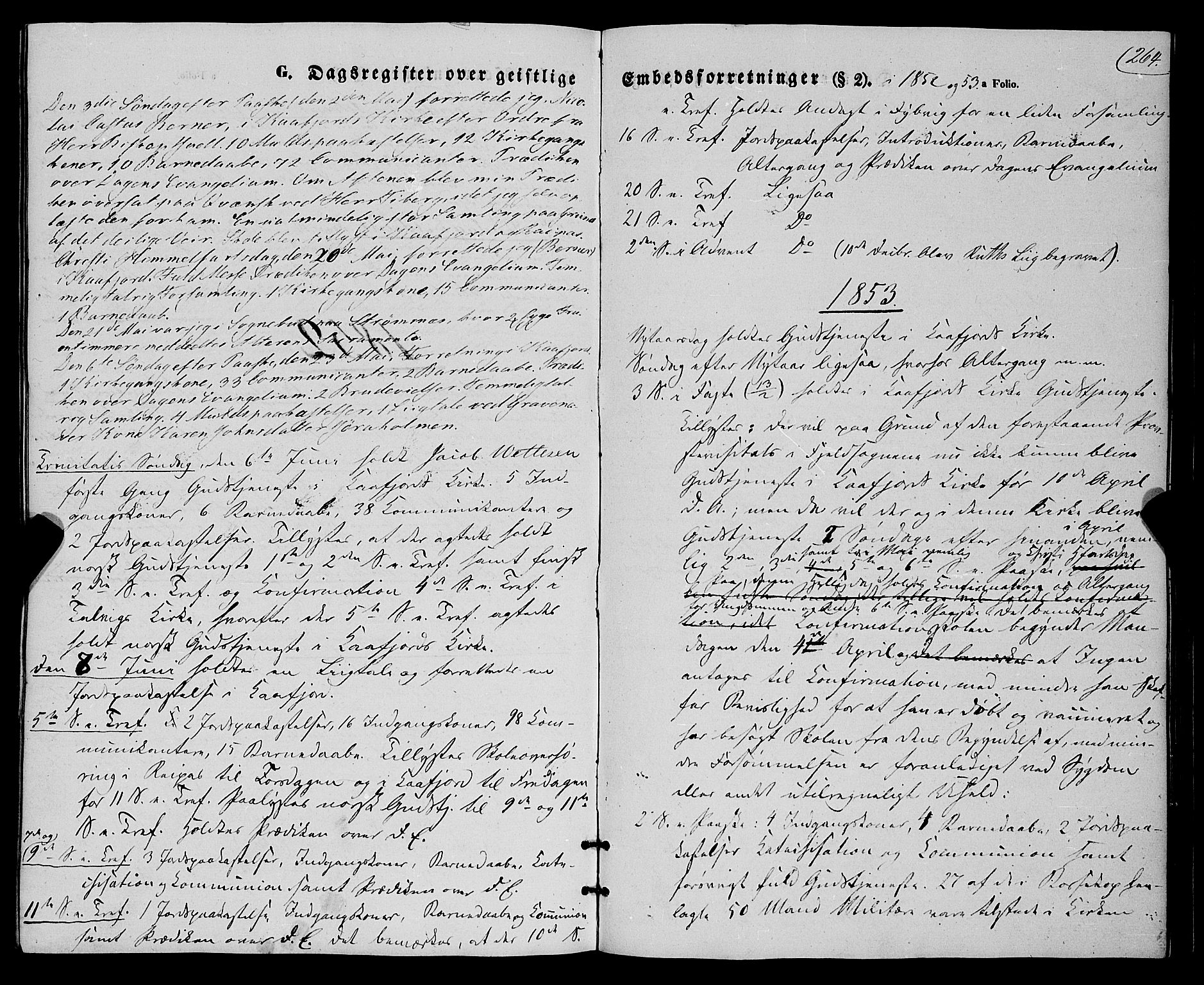 Talvik sokneprestkontor, AV/SATØ-S-1337/H/Ha/L0016kirke: Parish register (official) no. 16, 1847-1857, p. 264