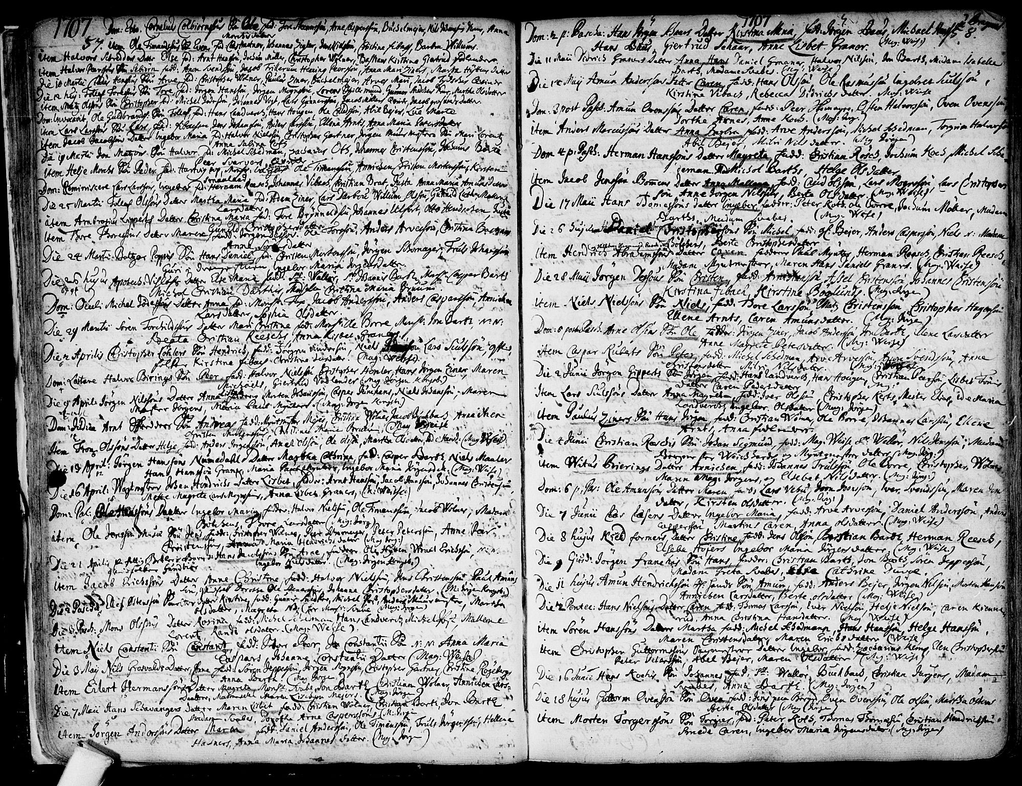 Kongsberg kirkebøker, SAKO/A-22/F/Fa/L0001: Parish register (official) no. I 1, 1696-1720, p. 57-58