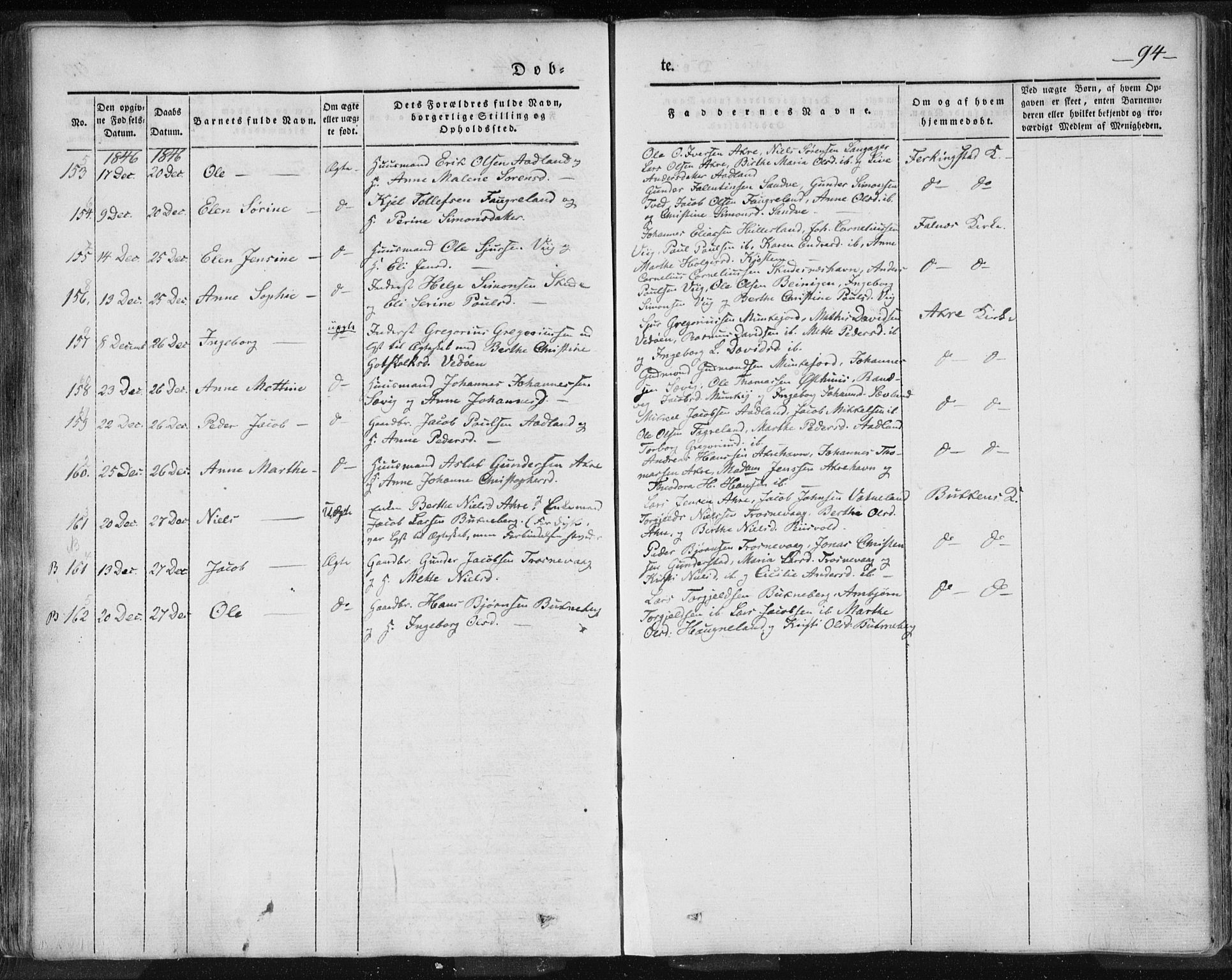 Skudenes sokneprestkontor, SAST/A -101849/H/Ha/Haa/L0002: Parish register (official) no. A 2.1, 1841-1846, p. 94