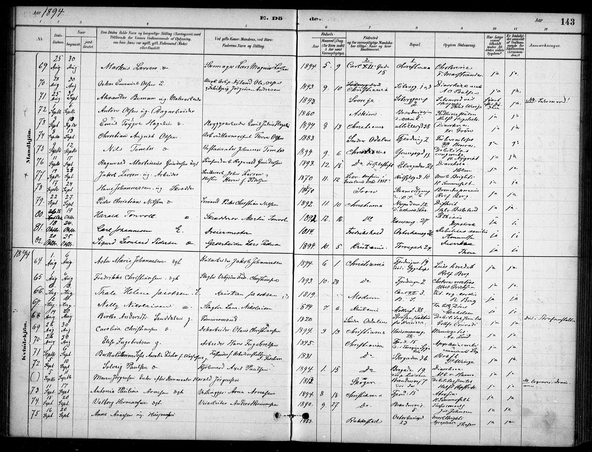 Jakob prestekontor Kirkebøker, AV/SAO-A-10850/F/Fa/L0007: Parish register (official) no. 7, 1880-1905, p. 143