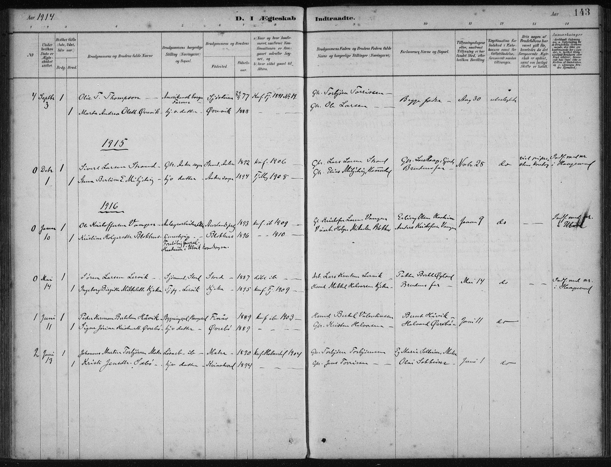 Fjelberg sokneprestembete, SAB/A-75201/H/Haa: Parish register (official) no. B  1, 1879-1919, p. 143
