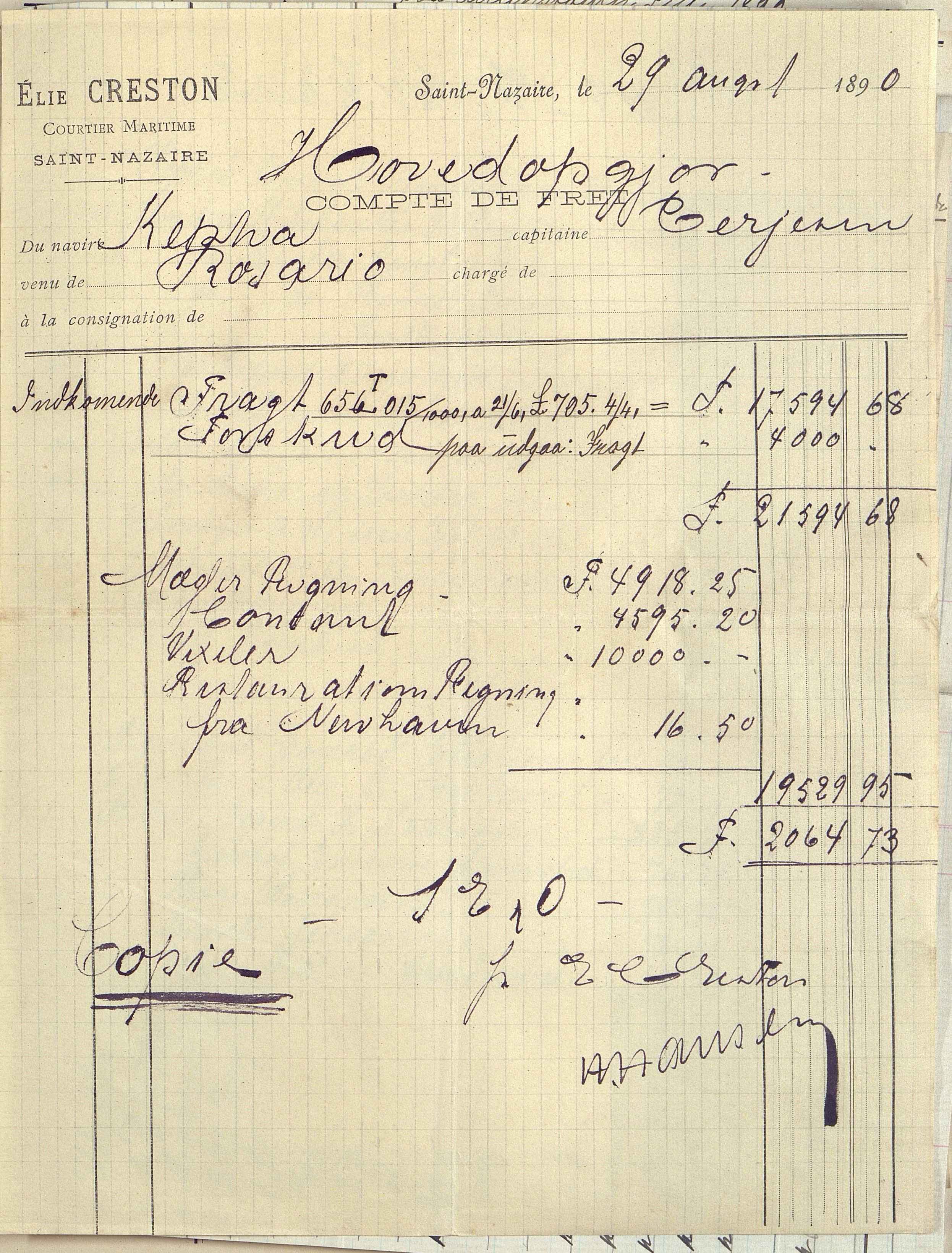 O. Terjesens rederi, AAKS/PA-2525/E/E01/L0001: Korrespondanse, 1875-1890