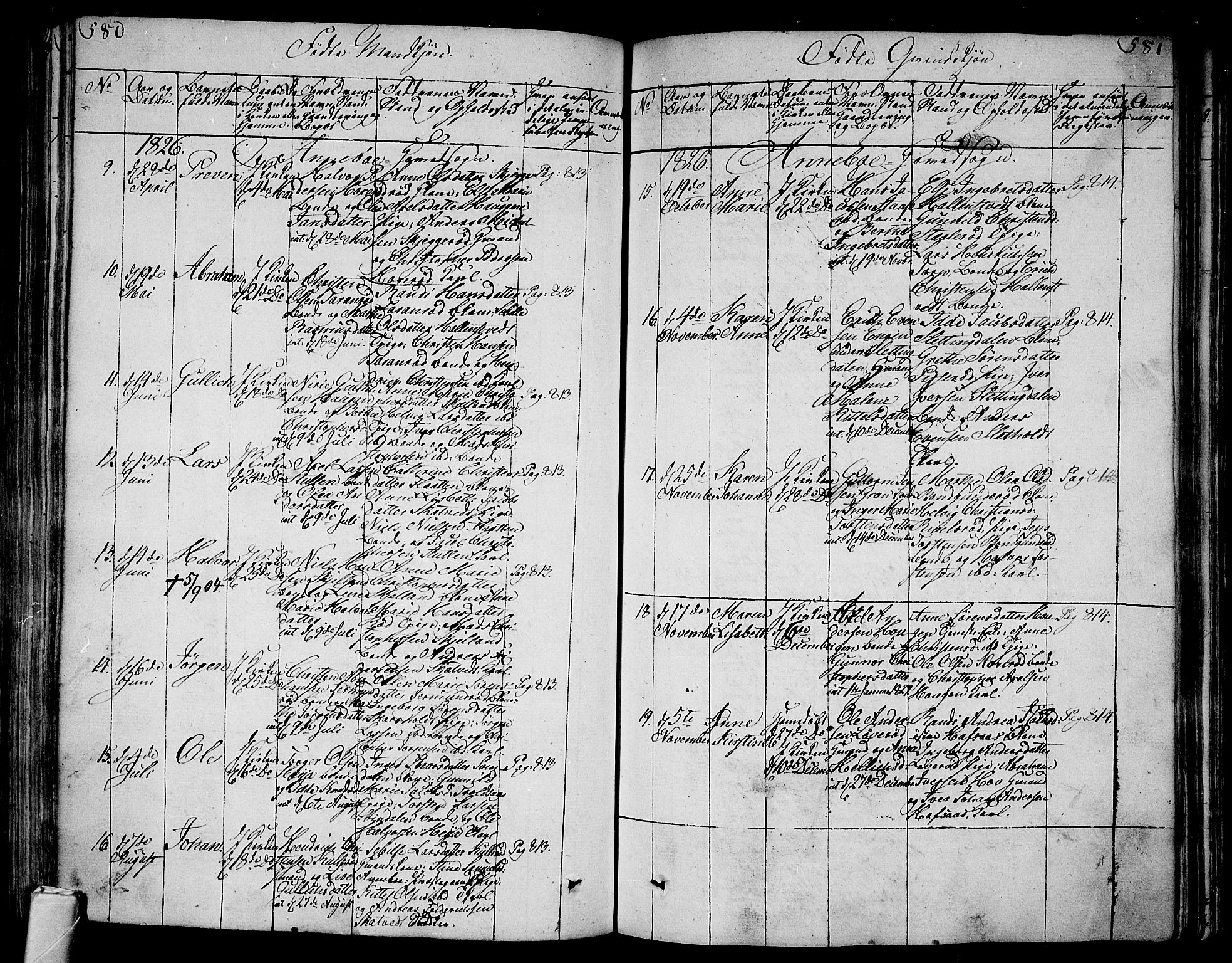 Andebu kirkebøker, AV/SAKO-A-336/F/Fa/L0003: Parish register (official) no. 3 /1, 1803-1828, p. 580-581