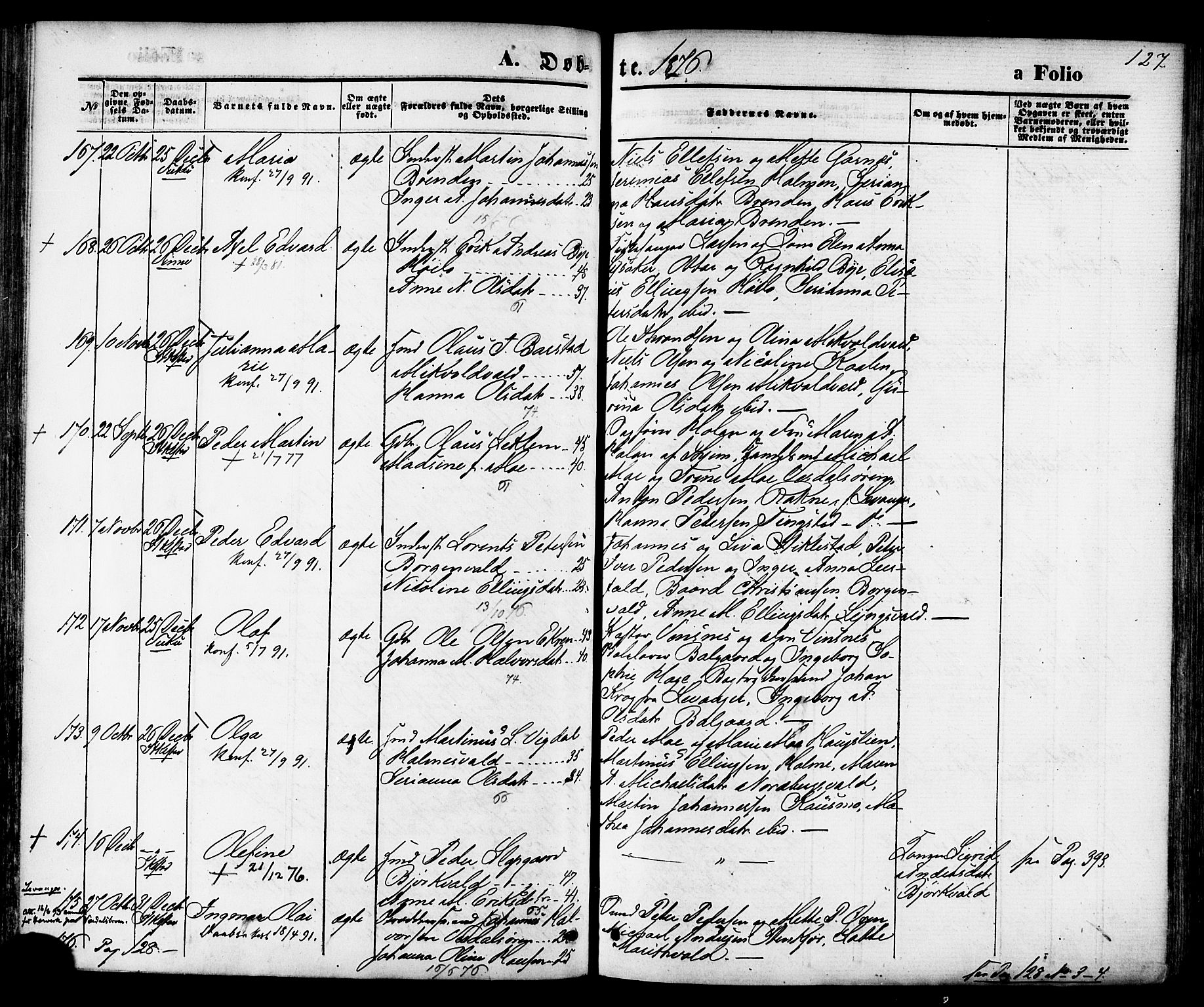Ministerialprotokoller, klokkerbøker og fødselsregistre - Nord-Trøndelag, SAT/A-1458/723/L0242: Parish register (official) no. 723A11, 1870-1880, p. 127
