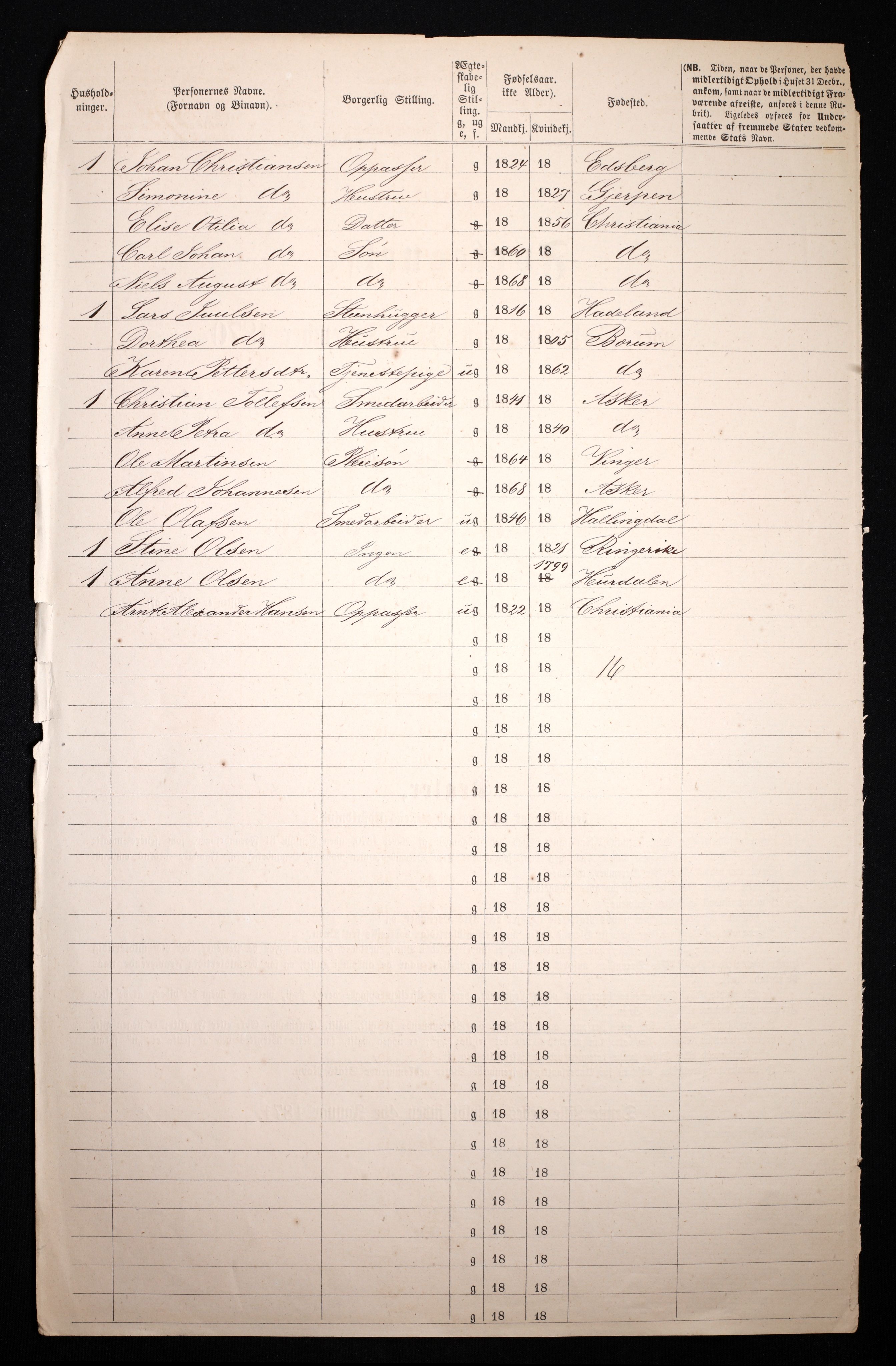 RA, 1870 census for 0301 Kristiania, 1870, p. 4416