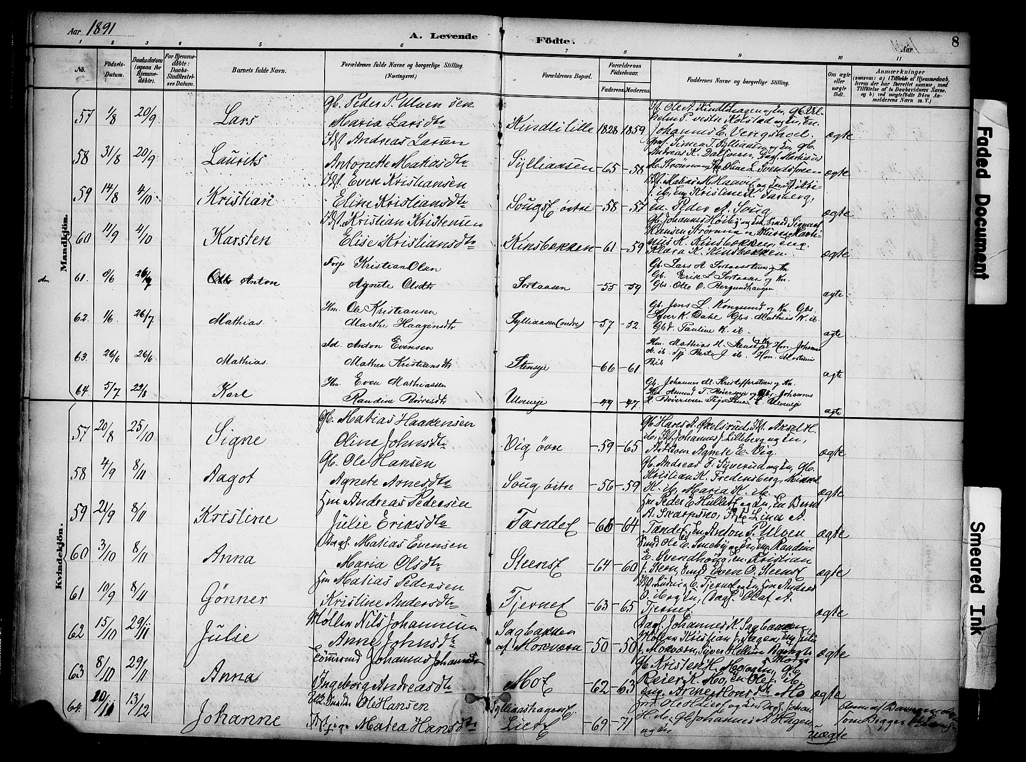 Ringsaker prestekontor, SAH/PREST-014/K/Ka/L0017: Parish register (official) no. 17, 1891-1902, p. 8