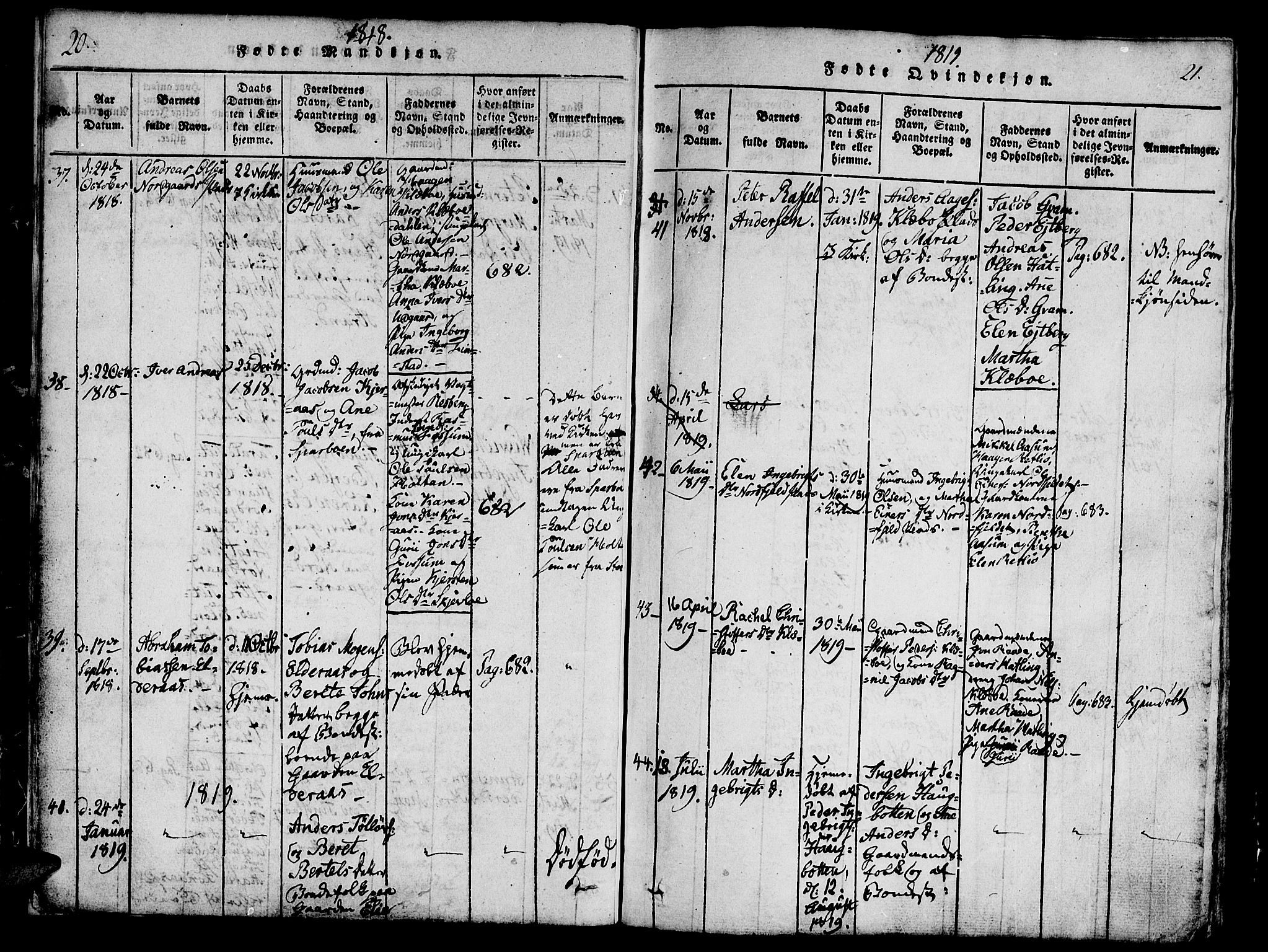 Ministerialprotokoller, klokkerbøker og fødselsregistre - Nord-Trøndelag, AV/SAT-A-1458/746/L0441: Parish register (official) no. 746A03 /1, 1816-1827, p. 20-21