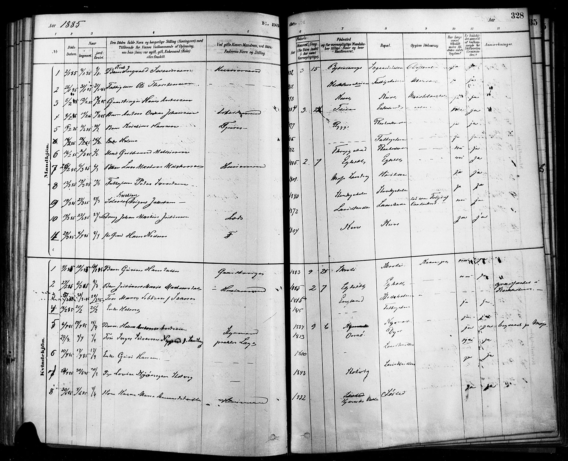 Rygge prestekontor Kirkebøker, AV/SAO-A-10084b/F/Fa/L0007: Parish register (official) no. 7, 1878-1904, p. 328