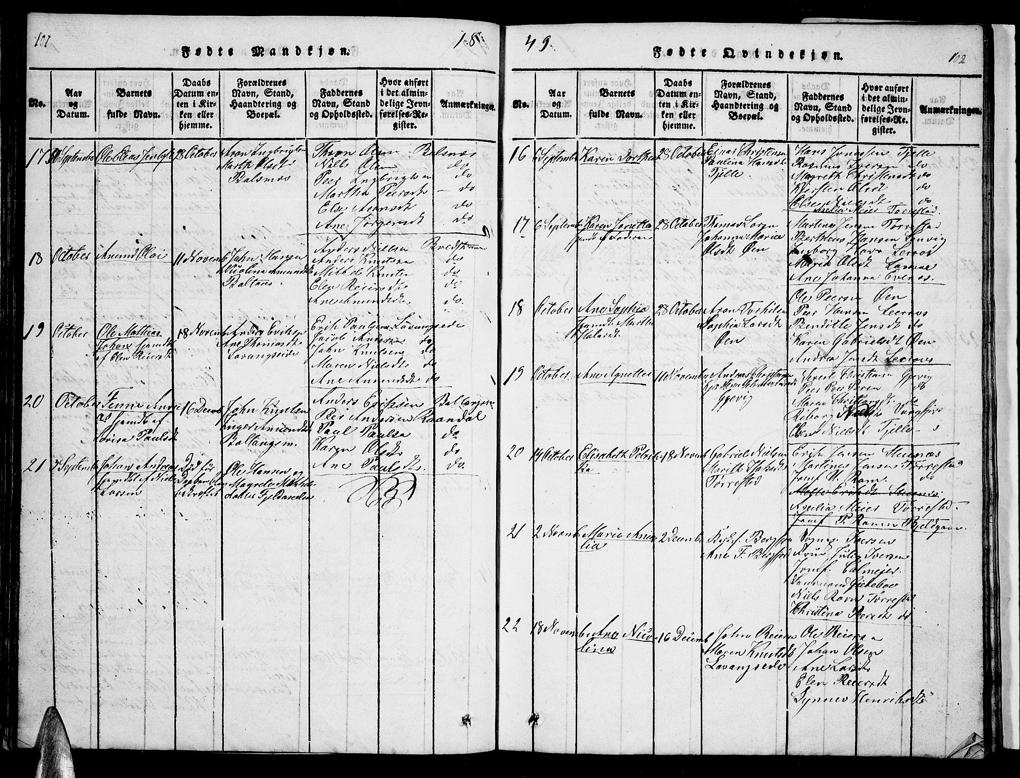 Ministerialprotokoller, klokkerbøker og fødselsregistre - Nordland, SAT/A-1459/863/L0911: Parish register (copy) no. 863C01, 1821-1858, p. 101-102