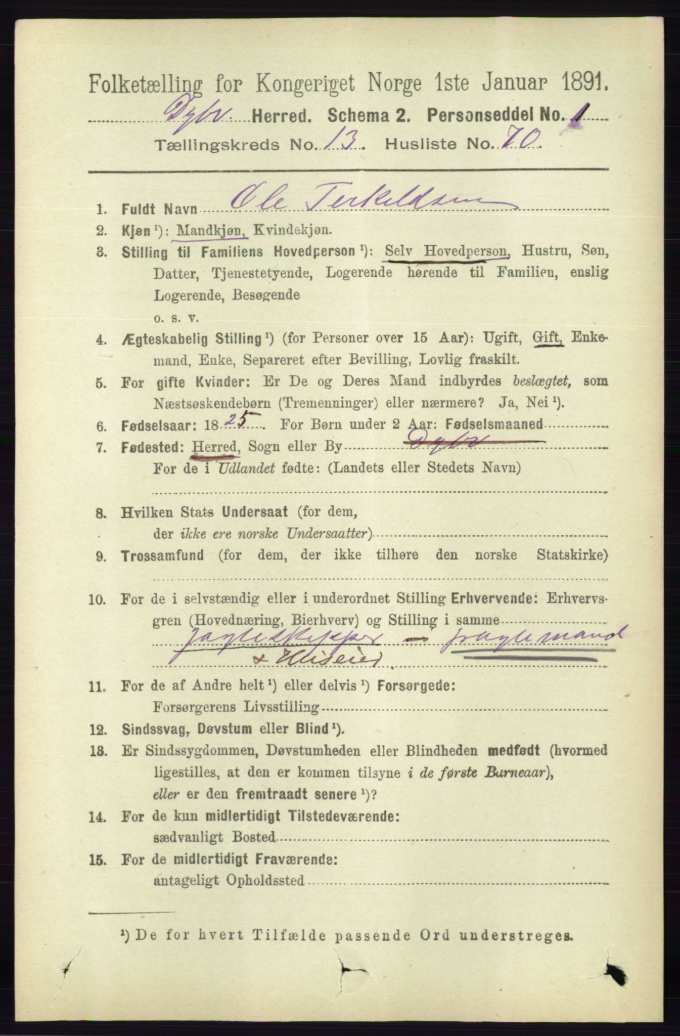 RA, 1891 census for 0915 Dypvåg, 1891, p. 5701