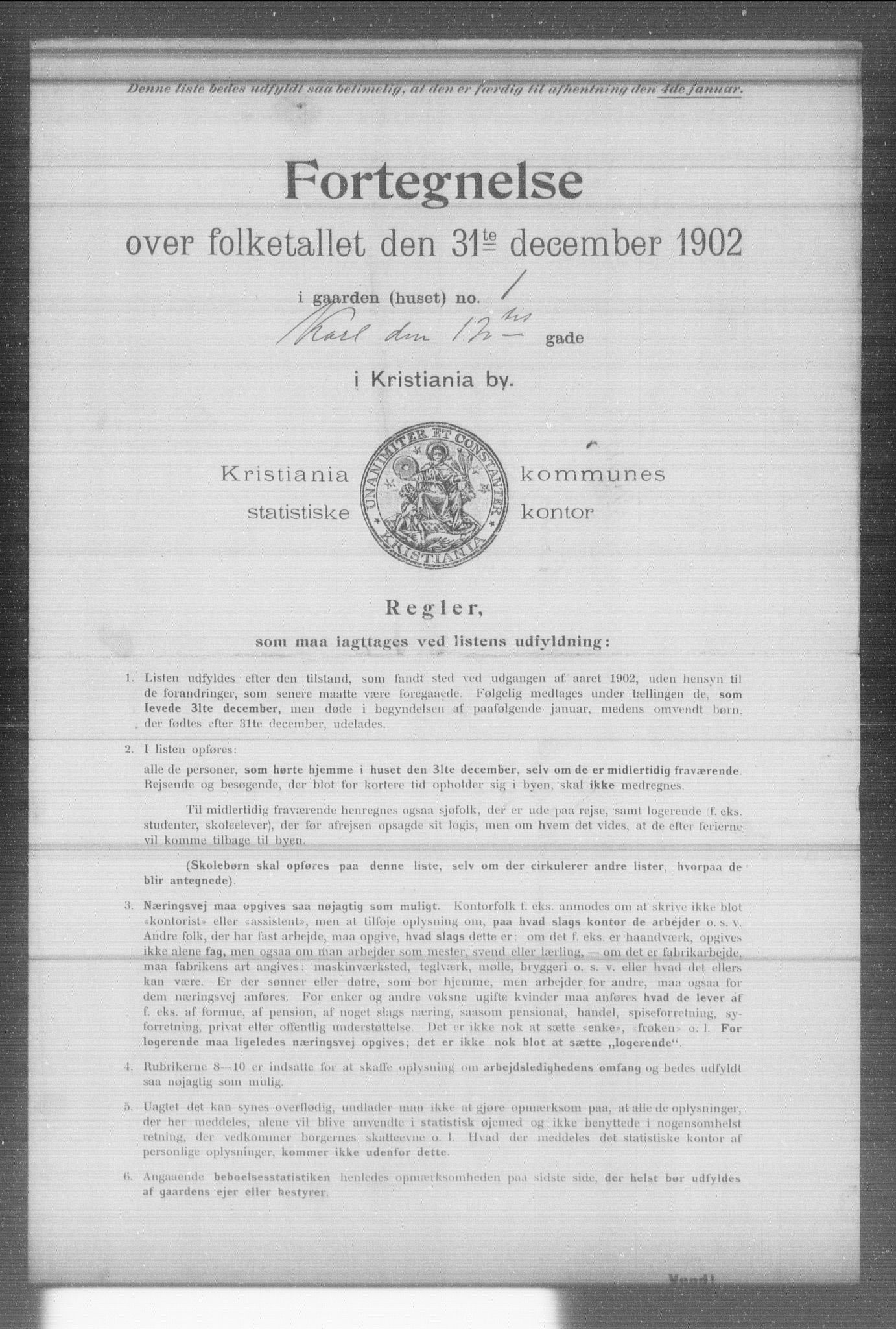 OBA, Municipal Census 1902 for Kristiania, 1902, p. 9173