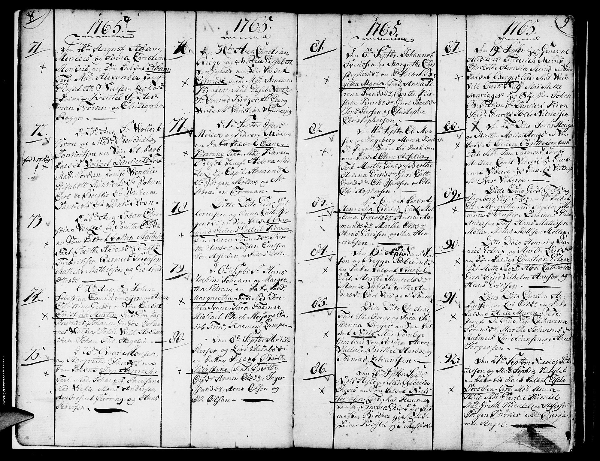 Nykirken Sokneprestembete, SAB/A-77101/H/Haa/L0004: Parish register (official) no. A 4, 1765-1775, p. 8-9