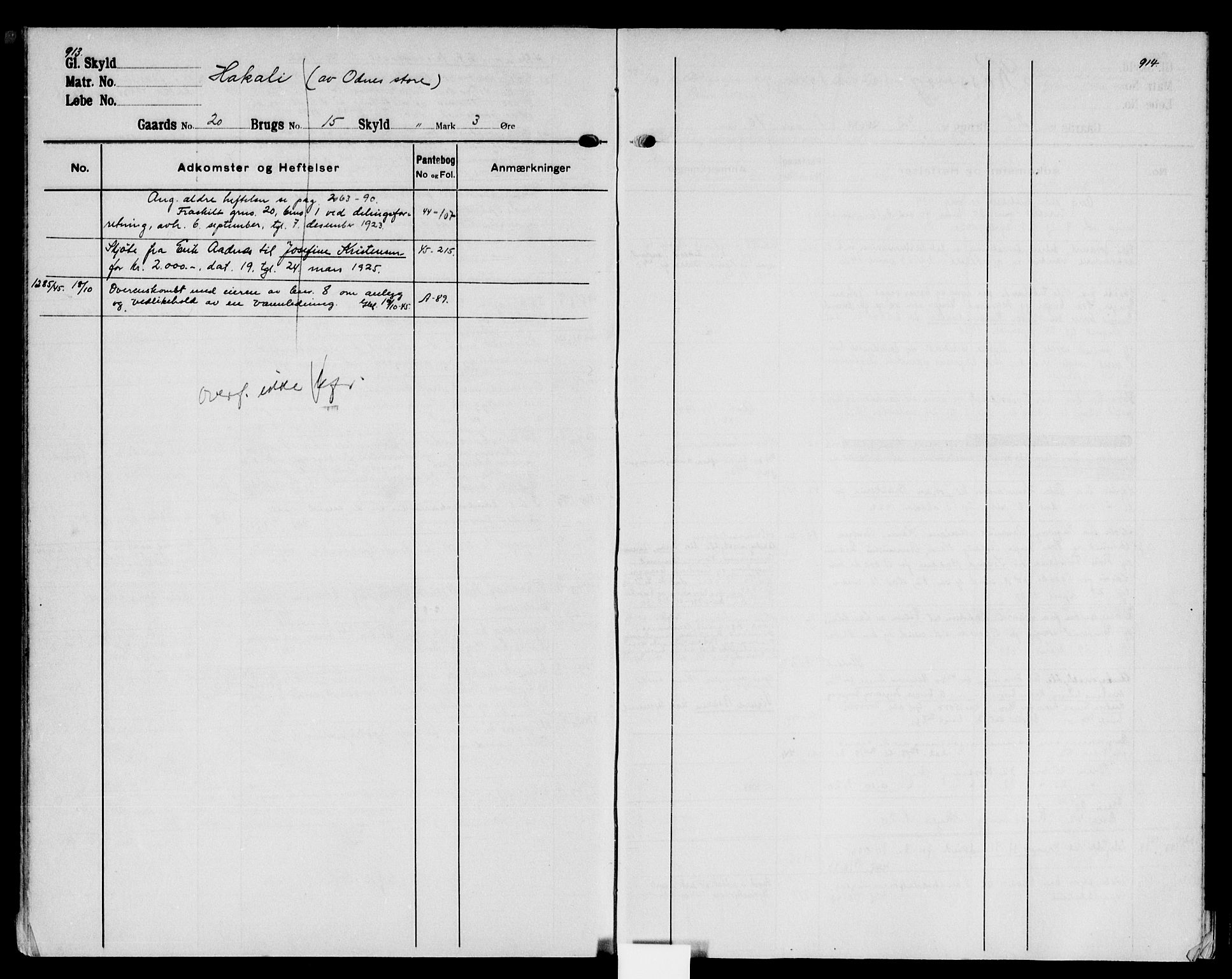 Hadeland og Land tingrett, SAH/TING-010/H/Ha/Hac/L0013: Mortgage register no. 3.13, 1906-1951, p. 913-914