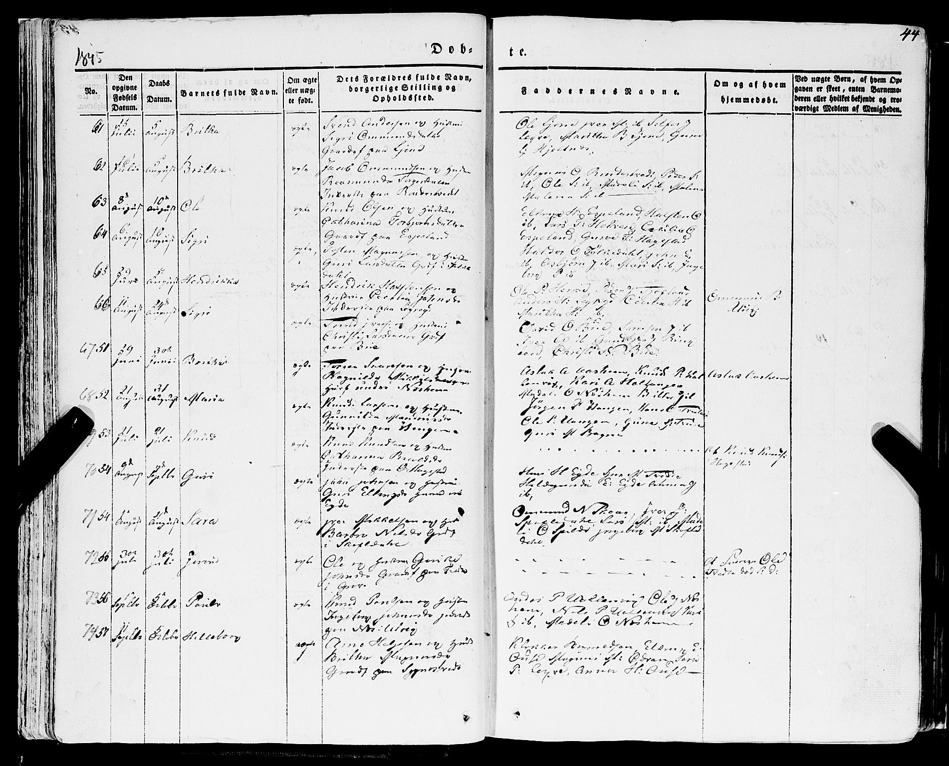 Ulvik sokneprestembete, AV/SAB-A-78801/H/Haa: Parish register (official) no. A 12, 1839-1853, p. 44