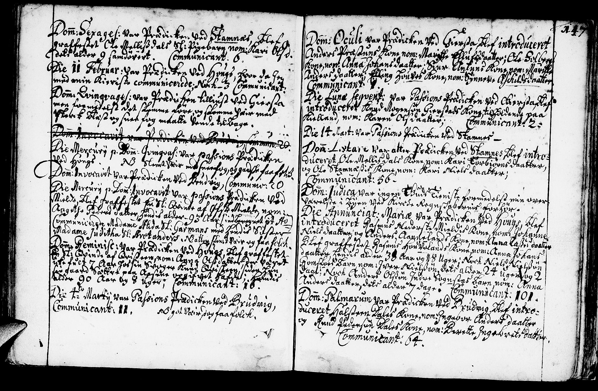 Haus sokneprestembete, AV/SAB-A-75601/H/Haa: Parish register (official) no. A 1, 1691-1712, p. 147