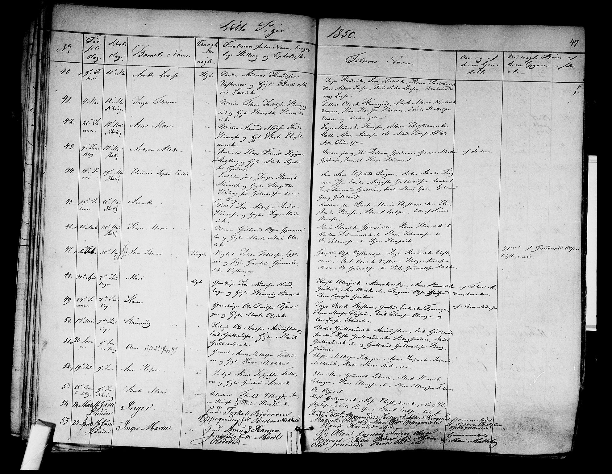 Norderhov kirkebøker, SAKO/A-237/F/Fa/L0011: Parish register (official) no. 11, 1847-1856, p. 47