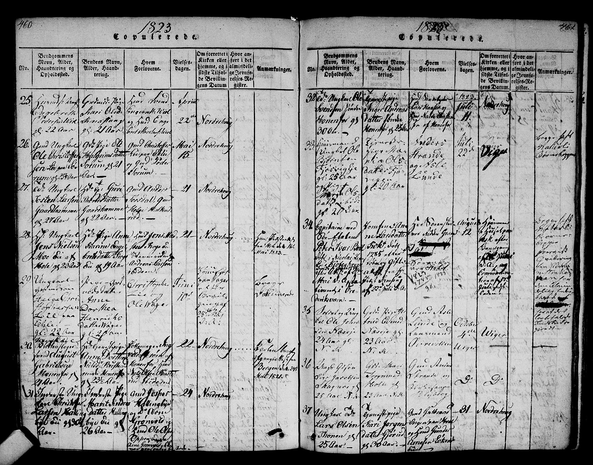 Norderhov kirkebøker, AV/SAKO-A-237/F/Fa/L0008: Parish register (official) no. 8, 1814-1833, p. 460-461