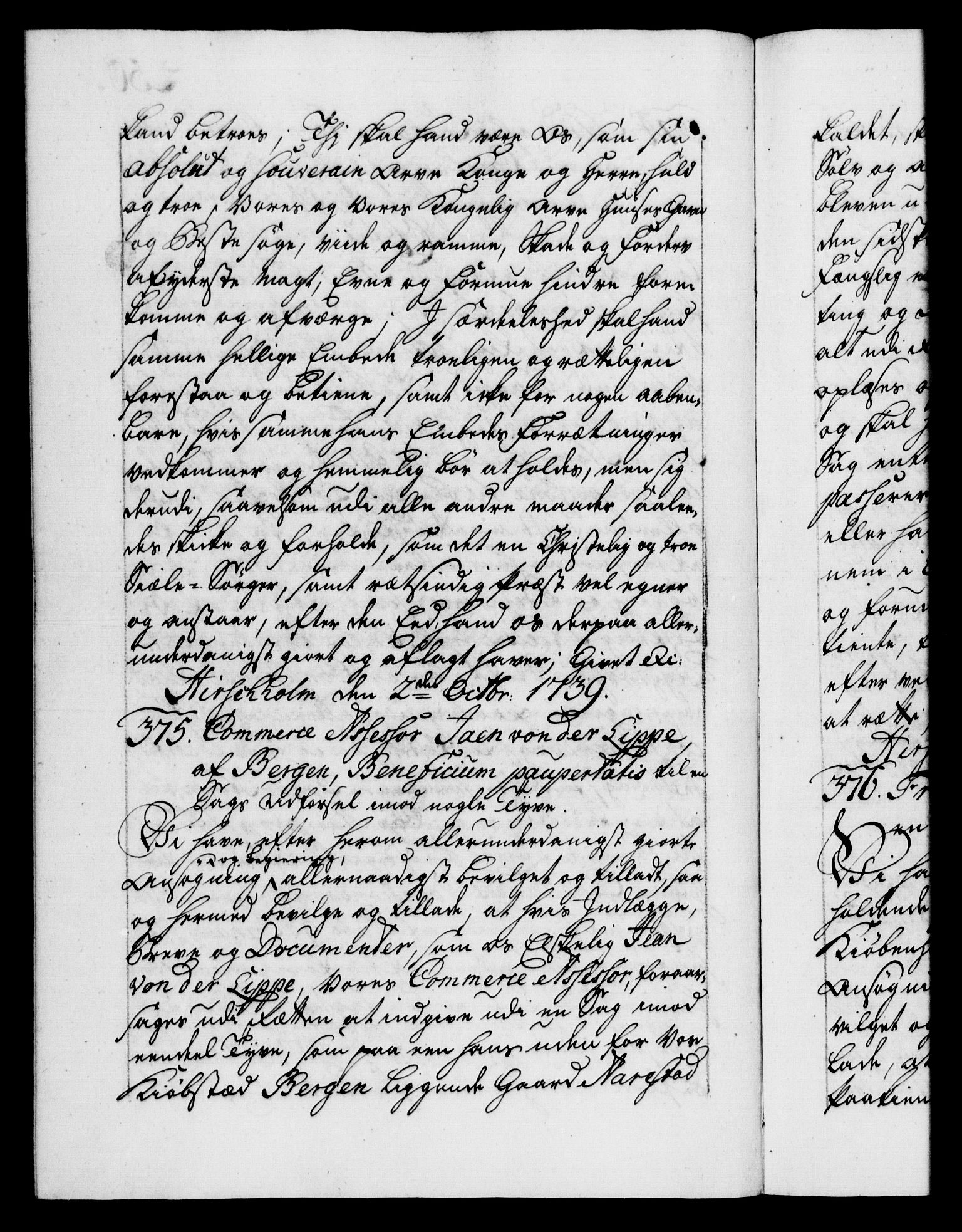 Danske Kanselli 1572-1799, AV/RA-EA-3023/F/Fc/Fca/Fcaa/L0031: Norske registre, 1739-1740, p. 250b