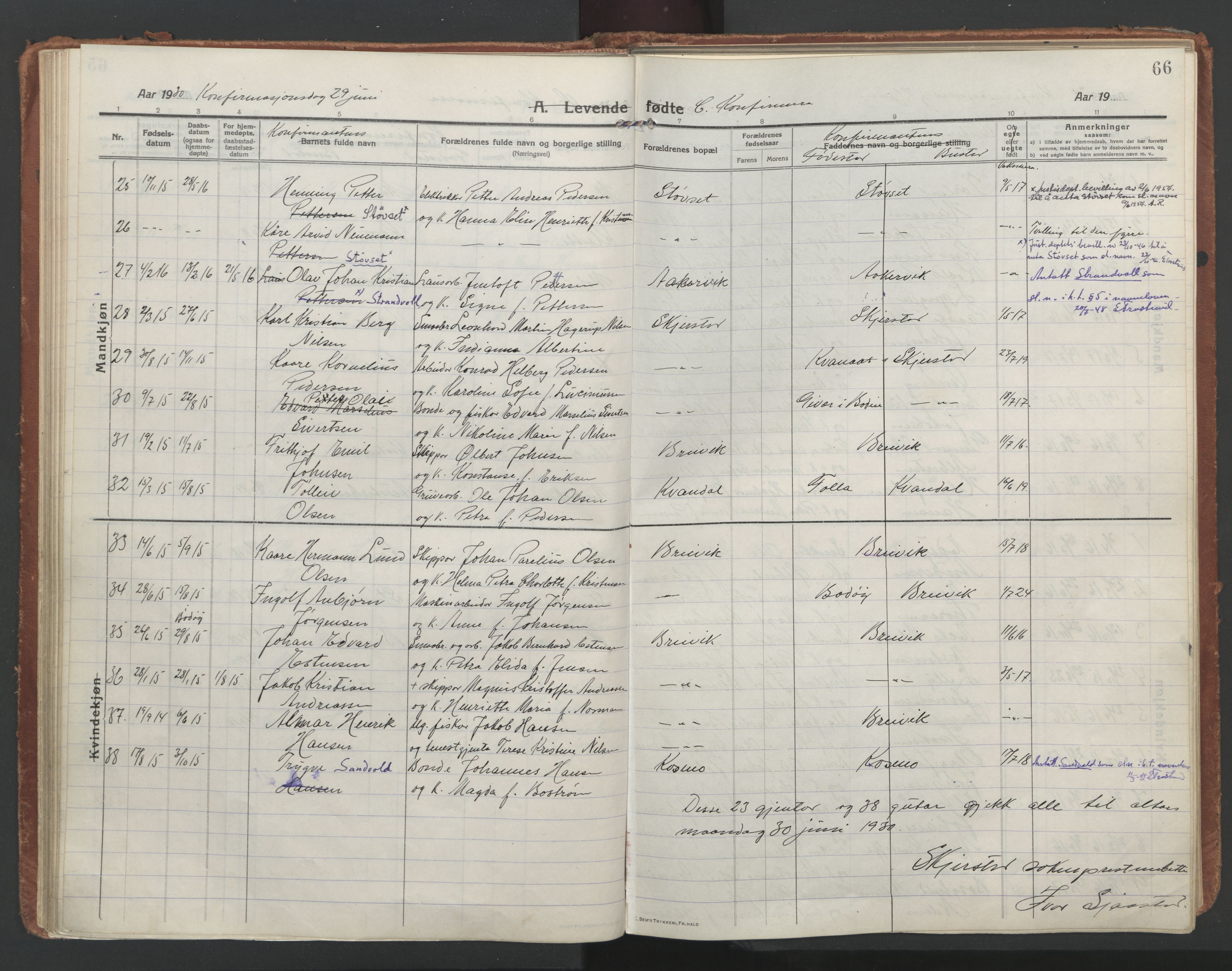 Ministerialprotokoller, klokkerbøker og fødselsregistre - Nordland, AV/SAT-A-1459/852/L0748: Parish register (official) no. 852A18, 1913-1932, p. 66