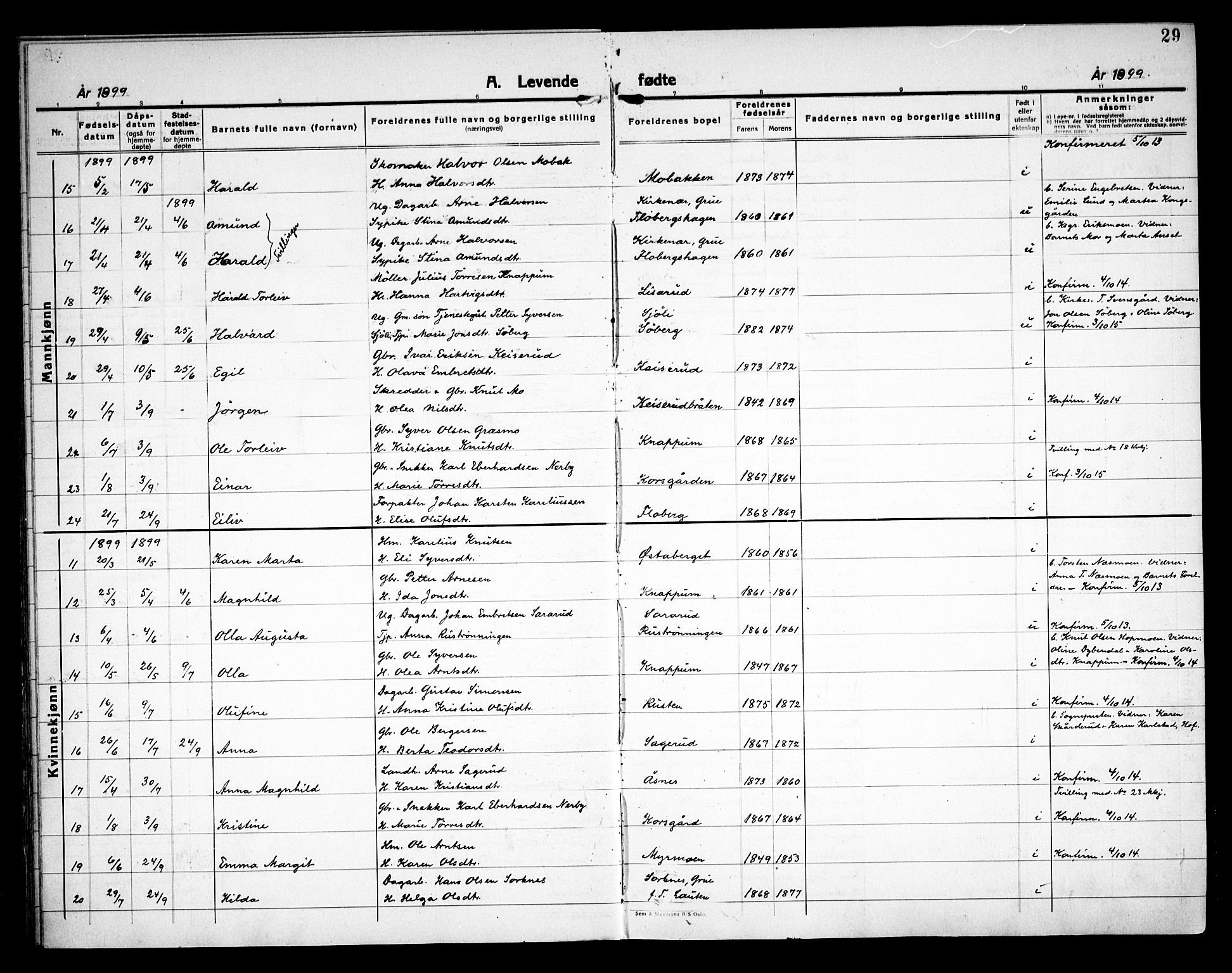 Åsnes prestekontor, AV/SAH-PREST-042/H/Ha/Haa/L0000C: Parish register (official) no. 0A, 1890-1929, p. 29