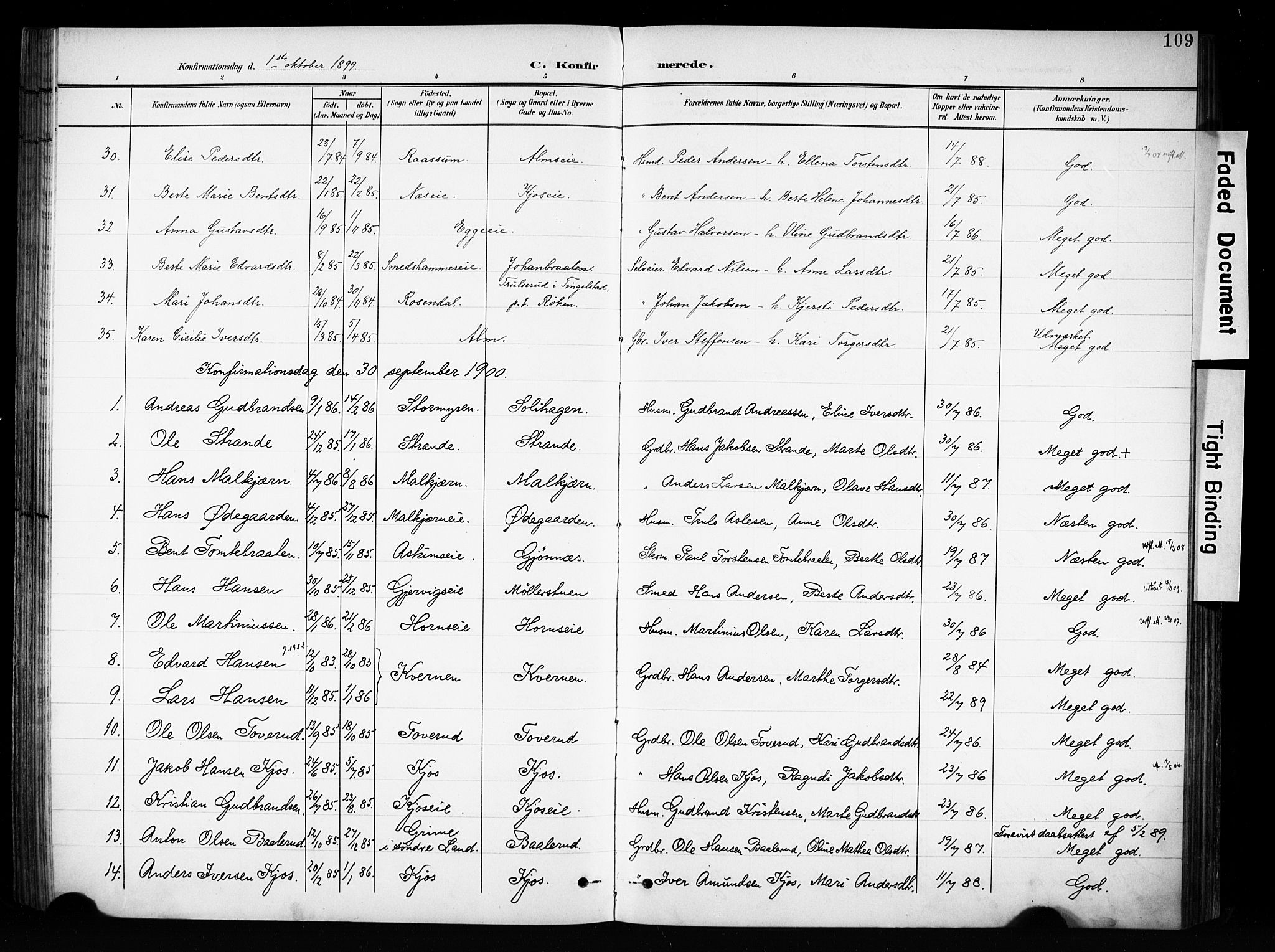 Brandbu prestekontor, SAH/PREST-114/H/Ha/Haa/L0001: Parish register (official) no. 1, 1900-1912, p. 109