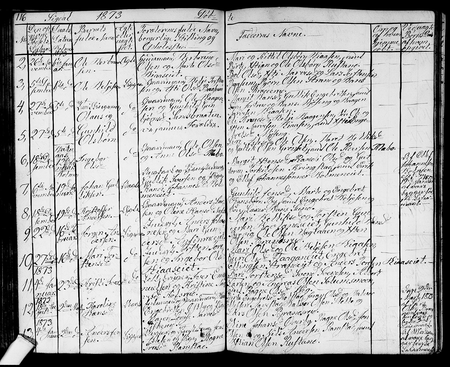 Sigdal kirkebøker, AV/SAKO-A-245/G/Ga/L0003: Parish register (copy) no. I 3, 1857-1878, p. 116