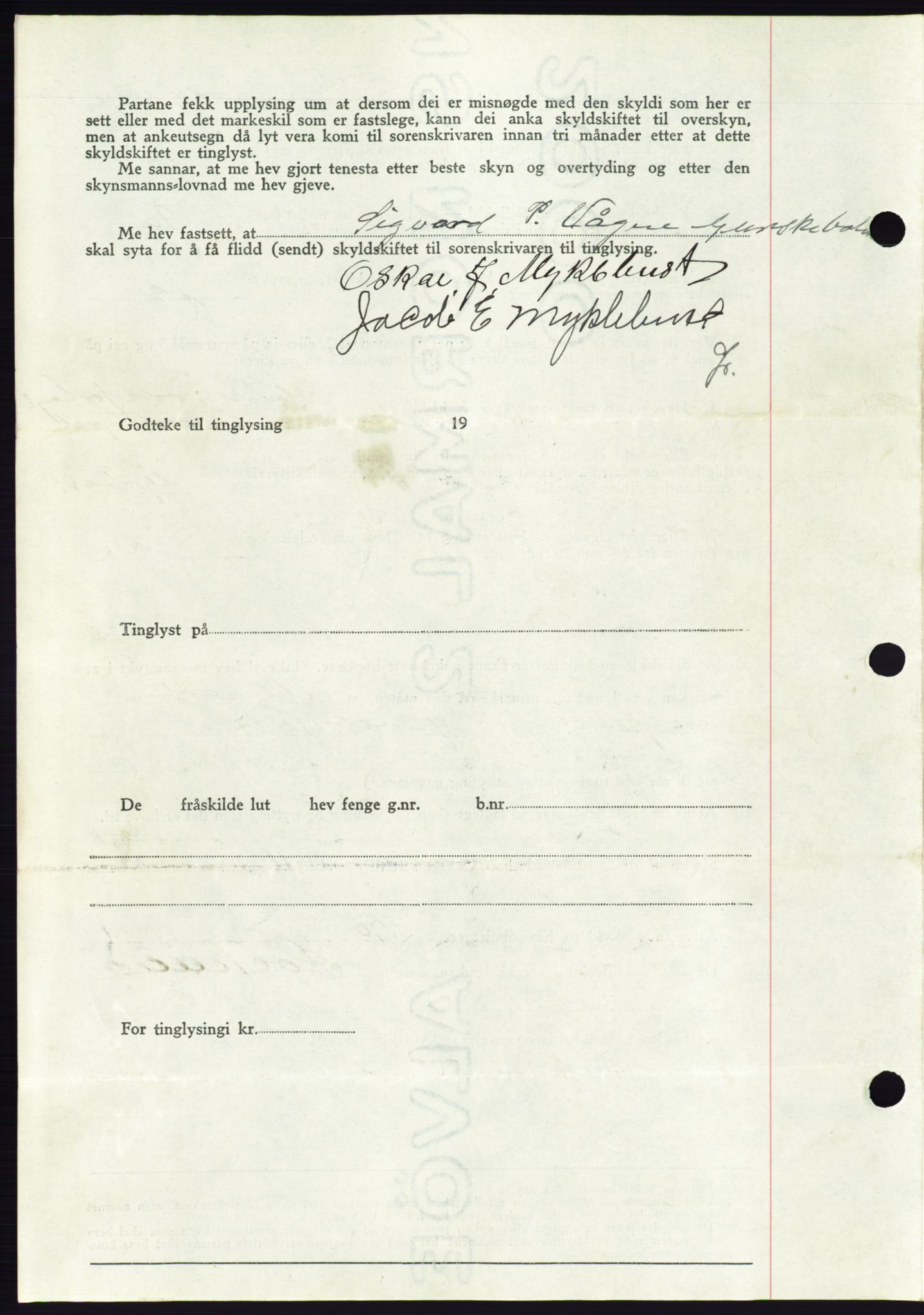 Søre Sunnmøre sorenskriveri, AV/SAT-A-4122/1/2/2C/L0077: Mortgage book no. 3A, 1945-1946, Diary no: : 690/1945