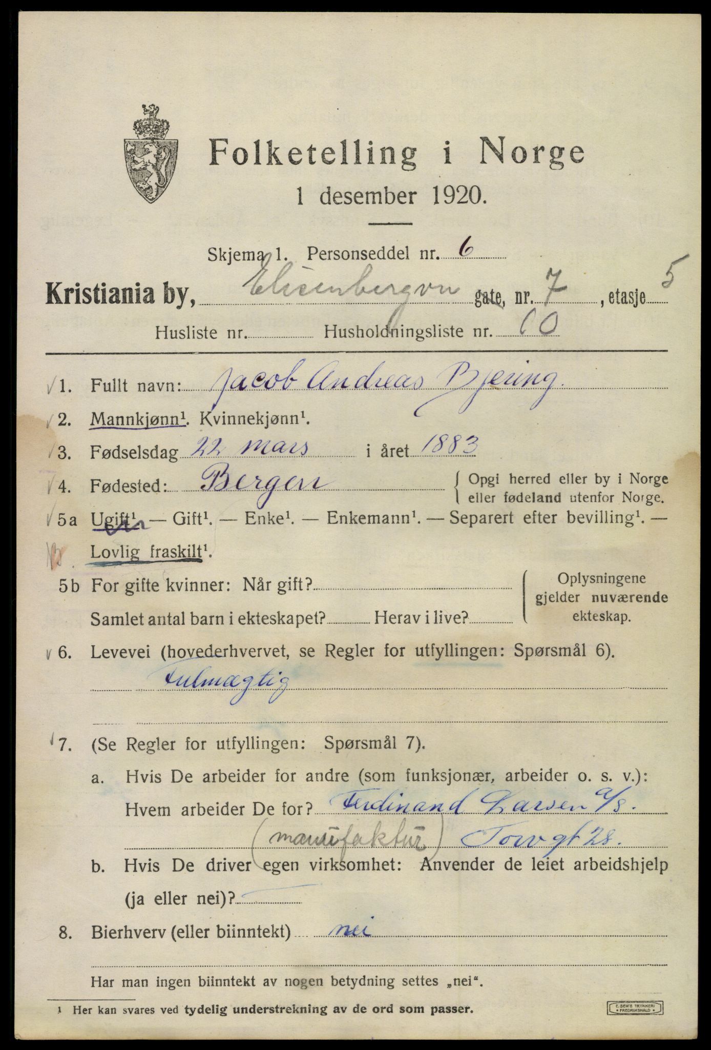 SAO, 1920 census for Kristiania, 1920, p. 213789