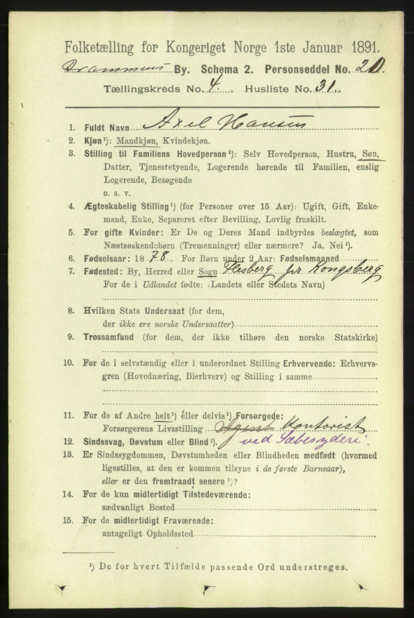 RA, 1891 census for 0602 Drammen, 1891, p. 5680