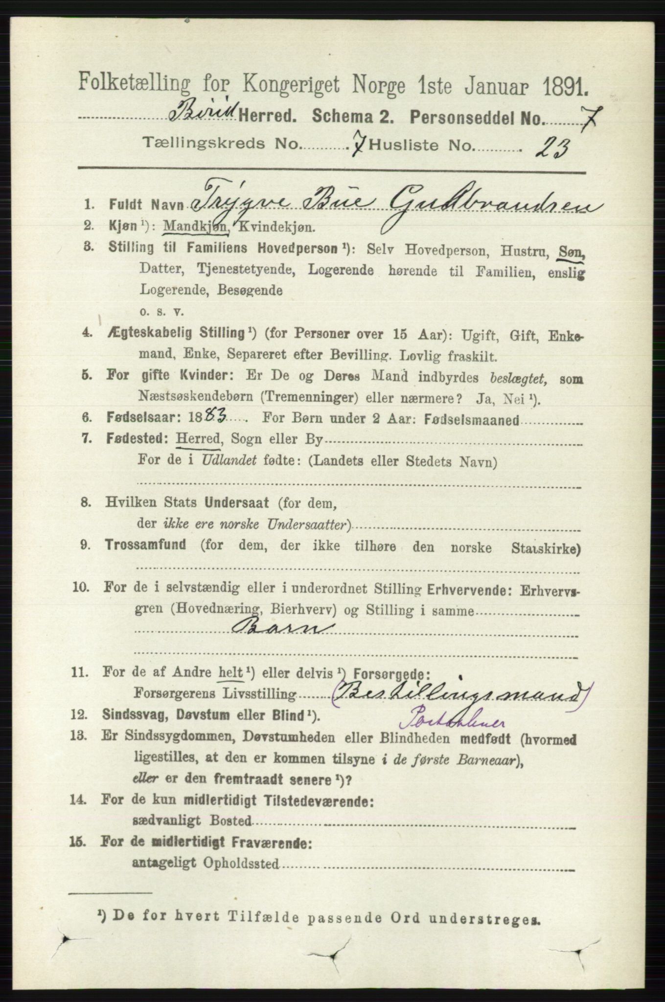 RA, 1891 census for 0525 Biri, 1891, p. 2589