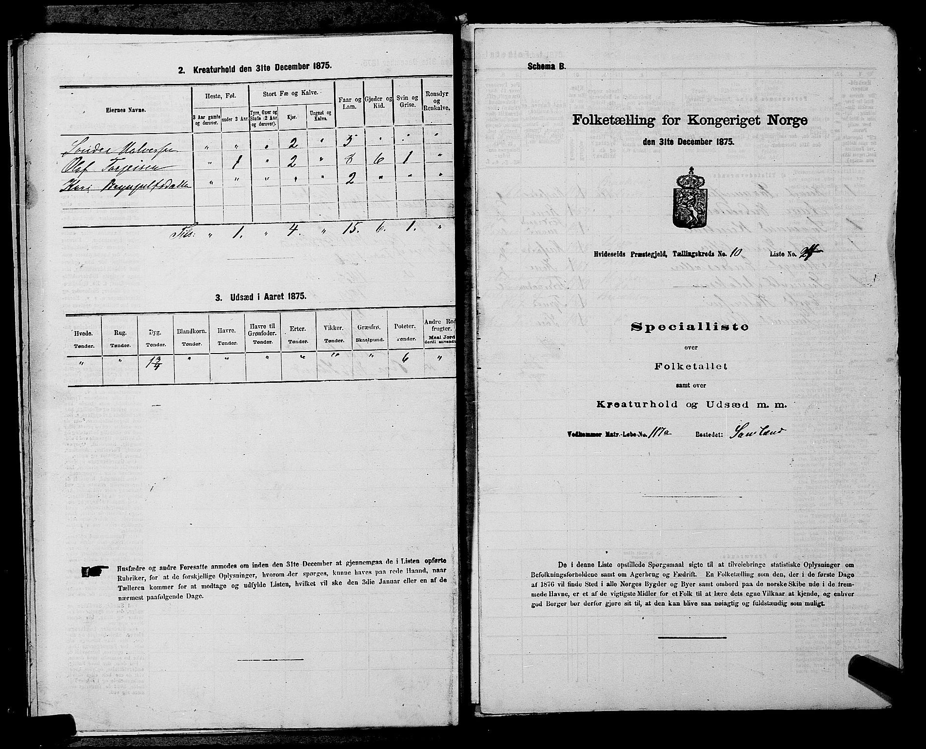 SAKO, 1875 census for 0829P Kviteseid, 1875, p. 880