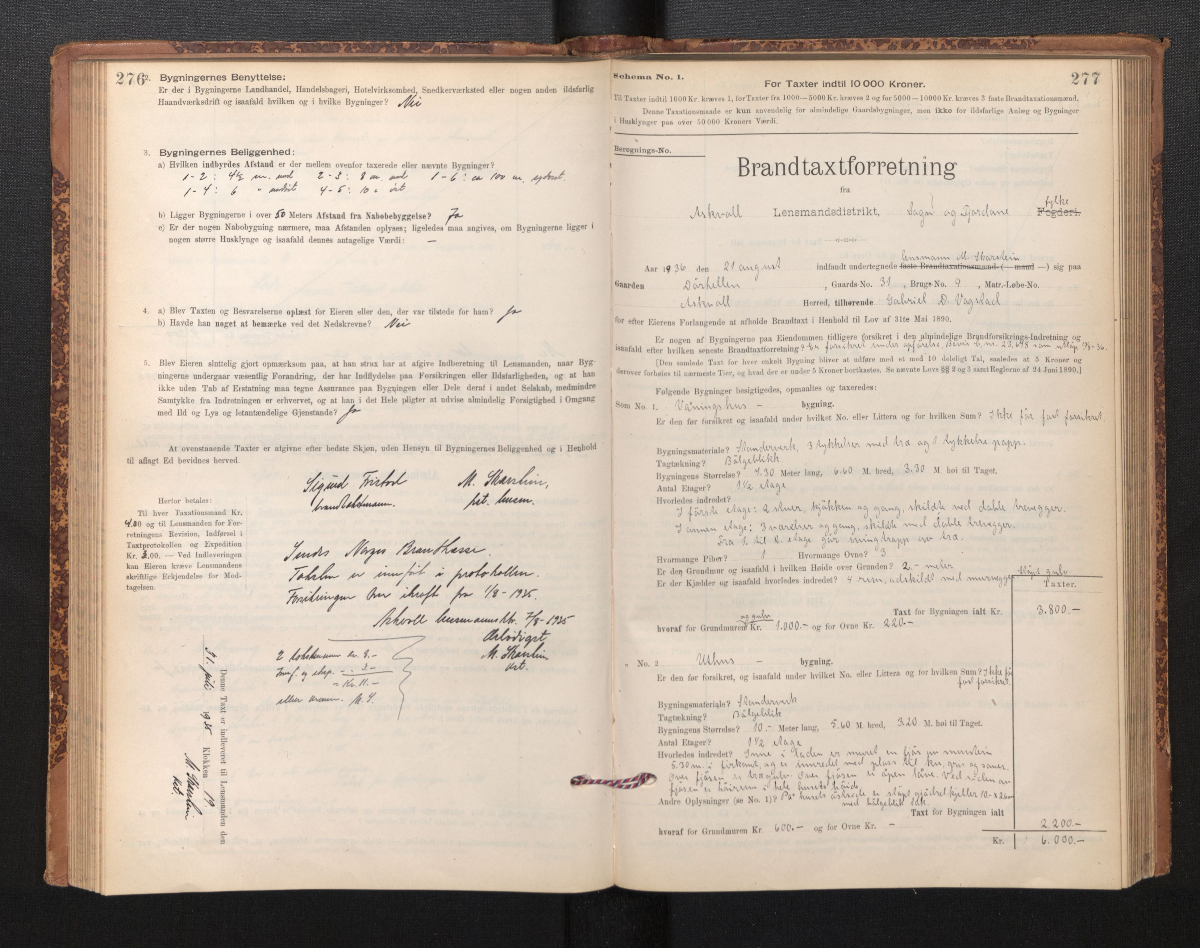 Lensmannen i Askvoll, SAB/A-26301/0012/L0004: Branntakstprotokoll, skjematakst og liste over branntakstmenn, 1895-1932, p. 276-277