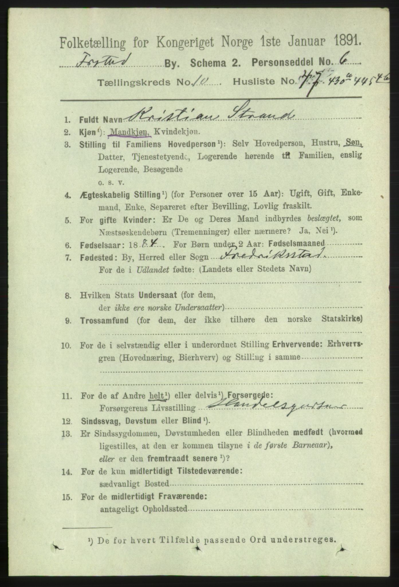 RA, 1891 census for 0103 Fredrikstad, 1891, p. 11974