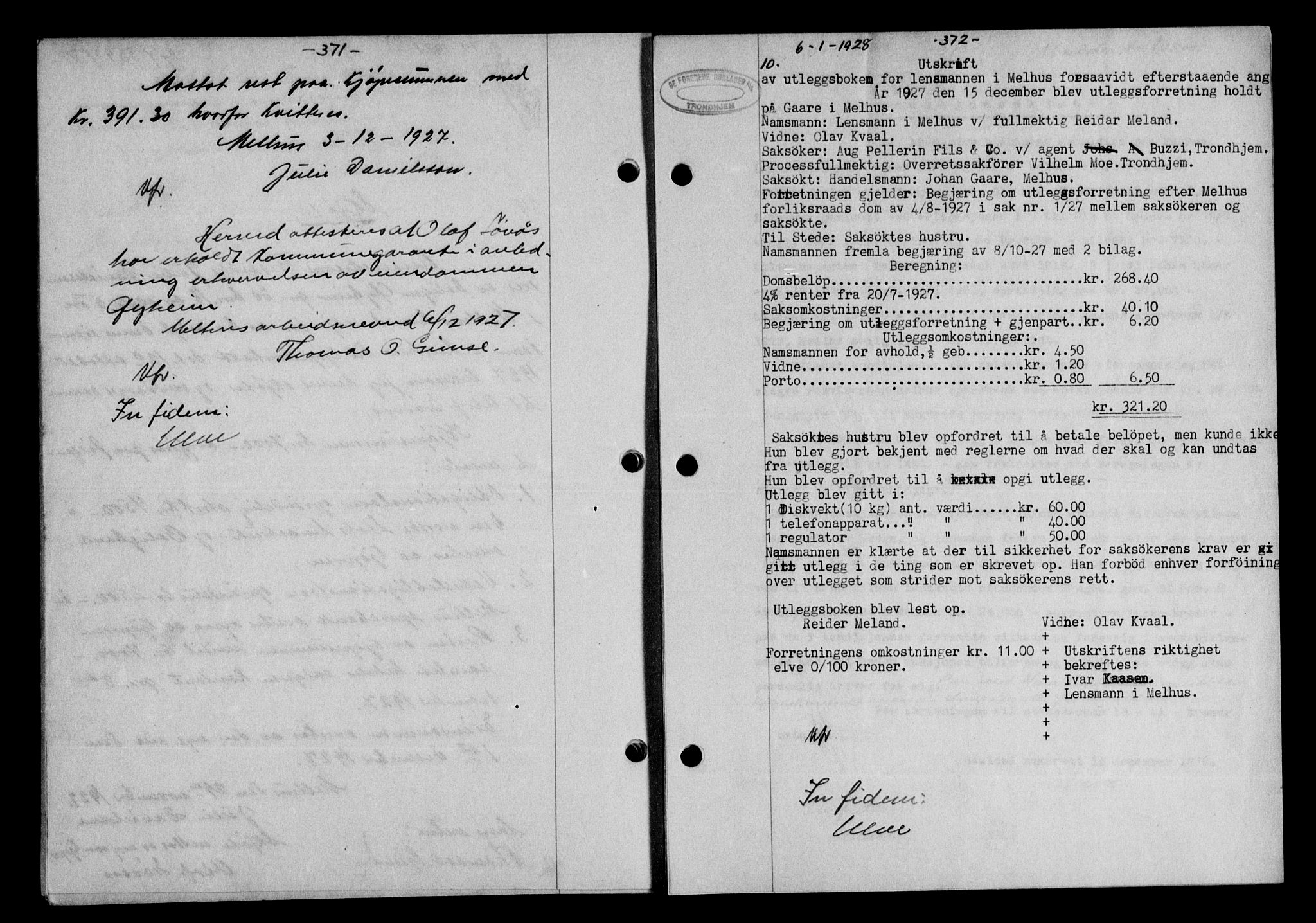 Gauldal sorenskriveri, SAT/A-0014/1/2/2C/L0036: Mortgage book no. 37, 1927-1928, Deed date: 06.01.1928