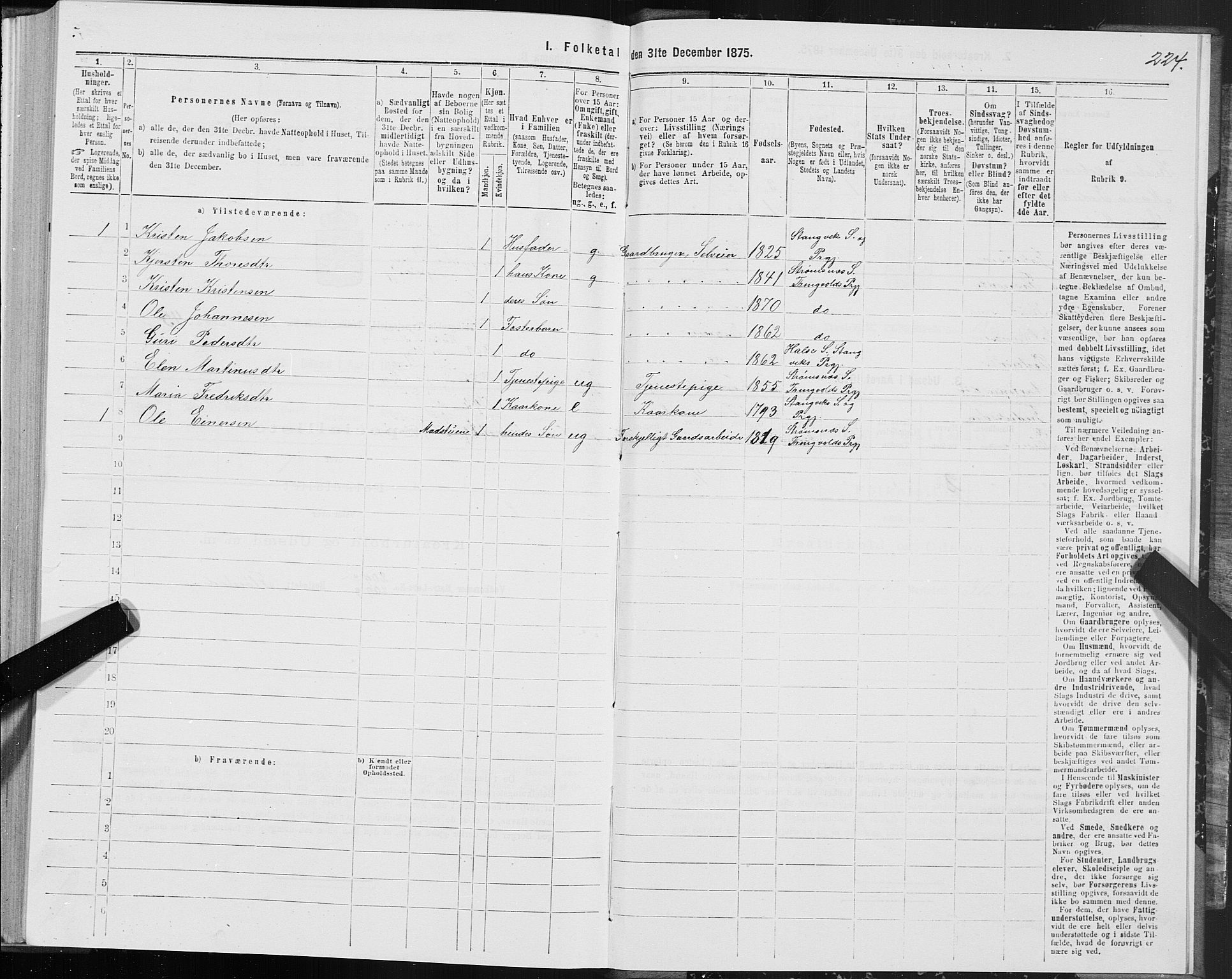 SAT, 1875 census for 1560P Tingvoll, 1875, p. 4224