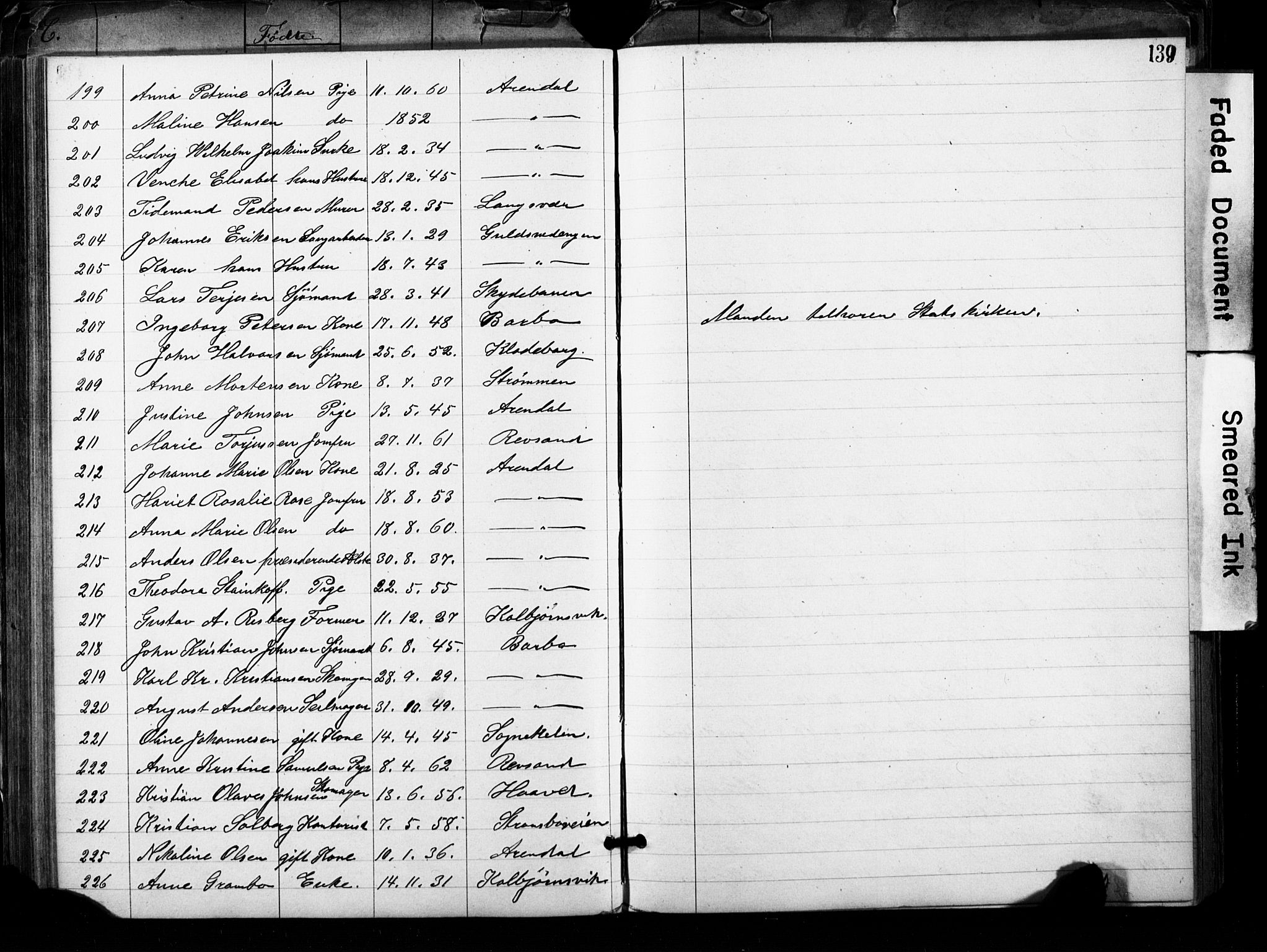 Metodistmenigheten, Arendal, AV/SAK-1292-0011/F/Fa/L0001: Dissenter register no. F-2, 1867-1879, p. 139