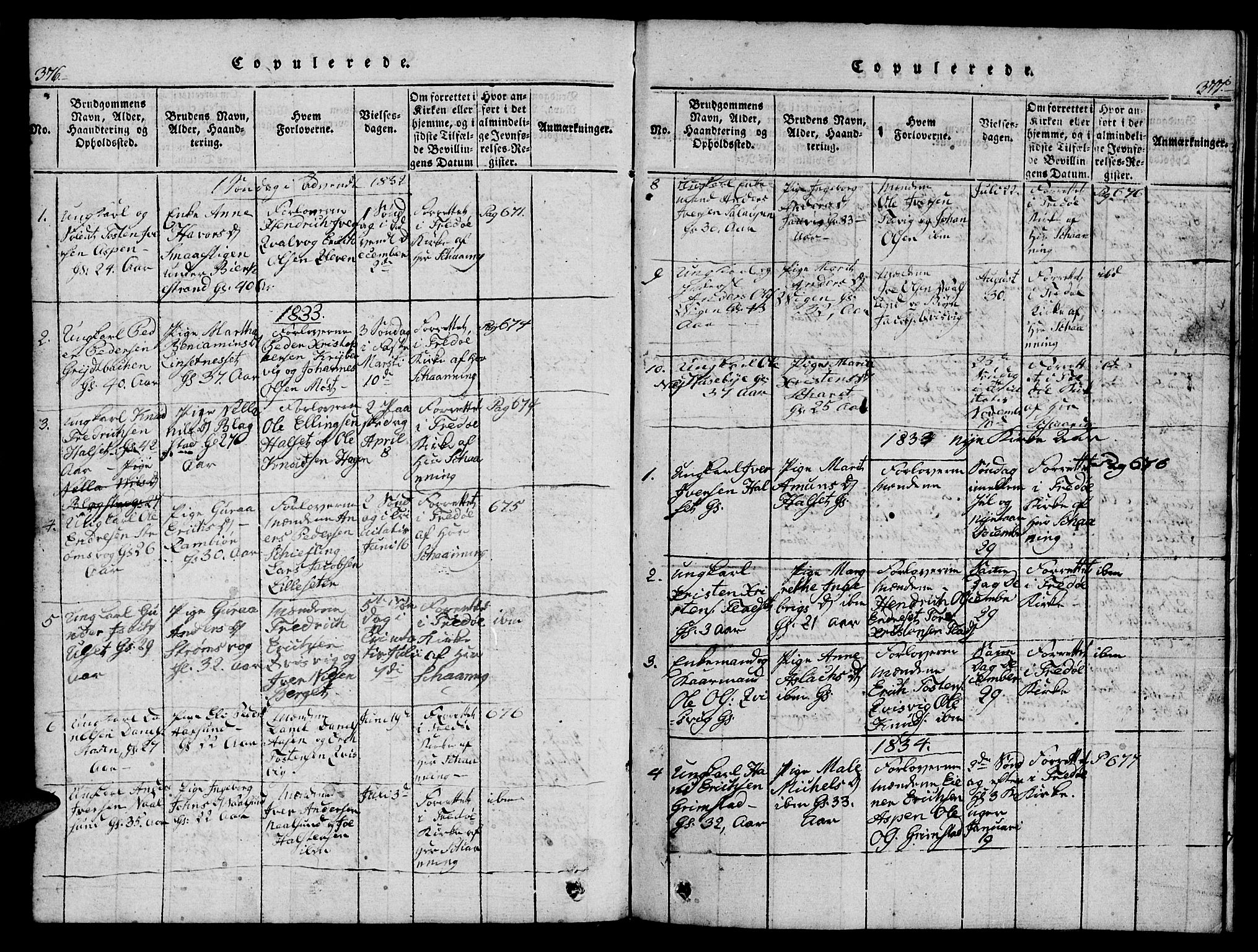 Ministerialprotokoller, klokkerbøker og fødselsregistre - Møre og Romsdal, SAT/A-1454/573/L0873: Parish register (copy) no. 573C01, 1819-1834, p. 376-377