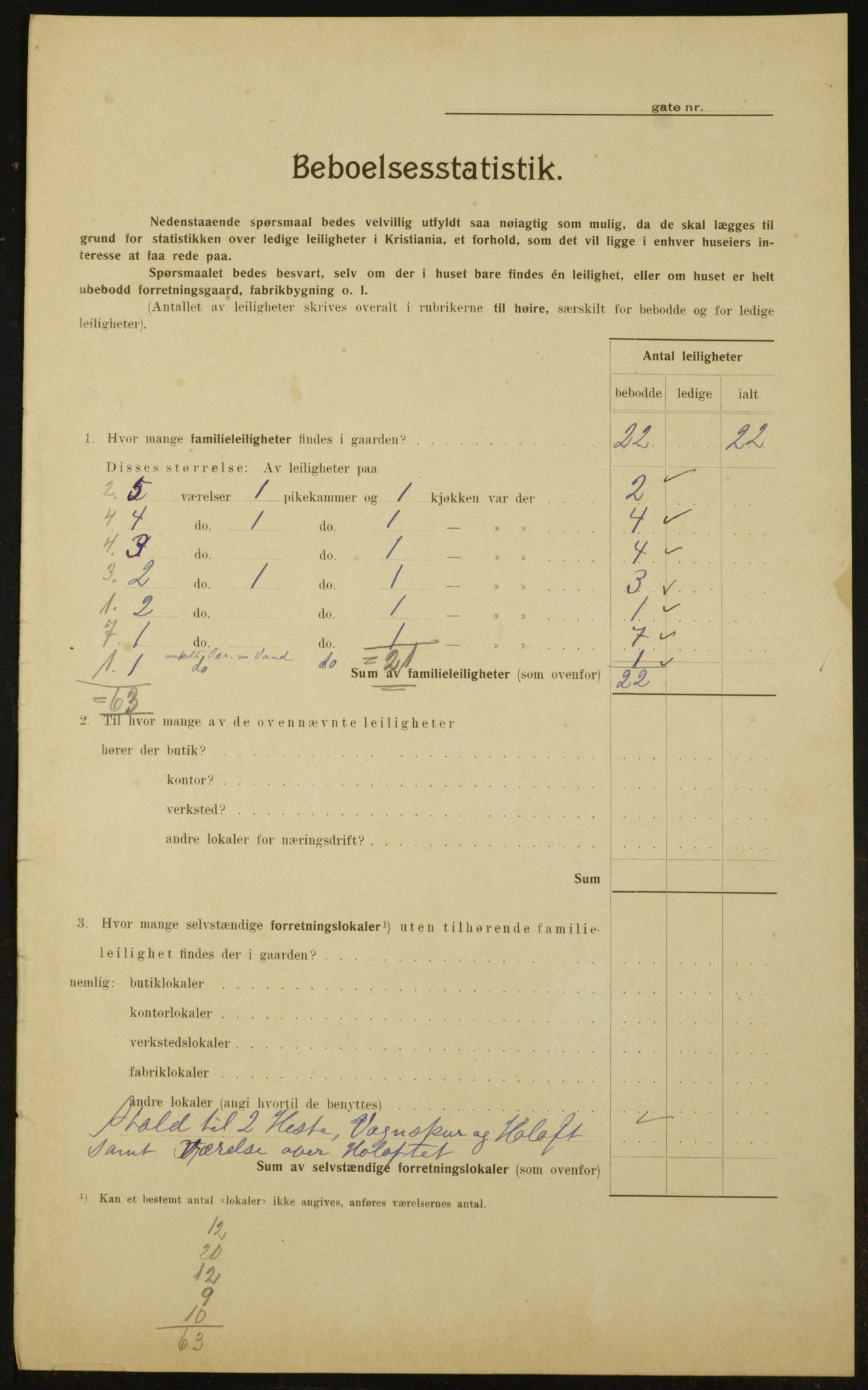 OBA, Municipal Census 1910 for Kristiania, 1910, p. 62858