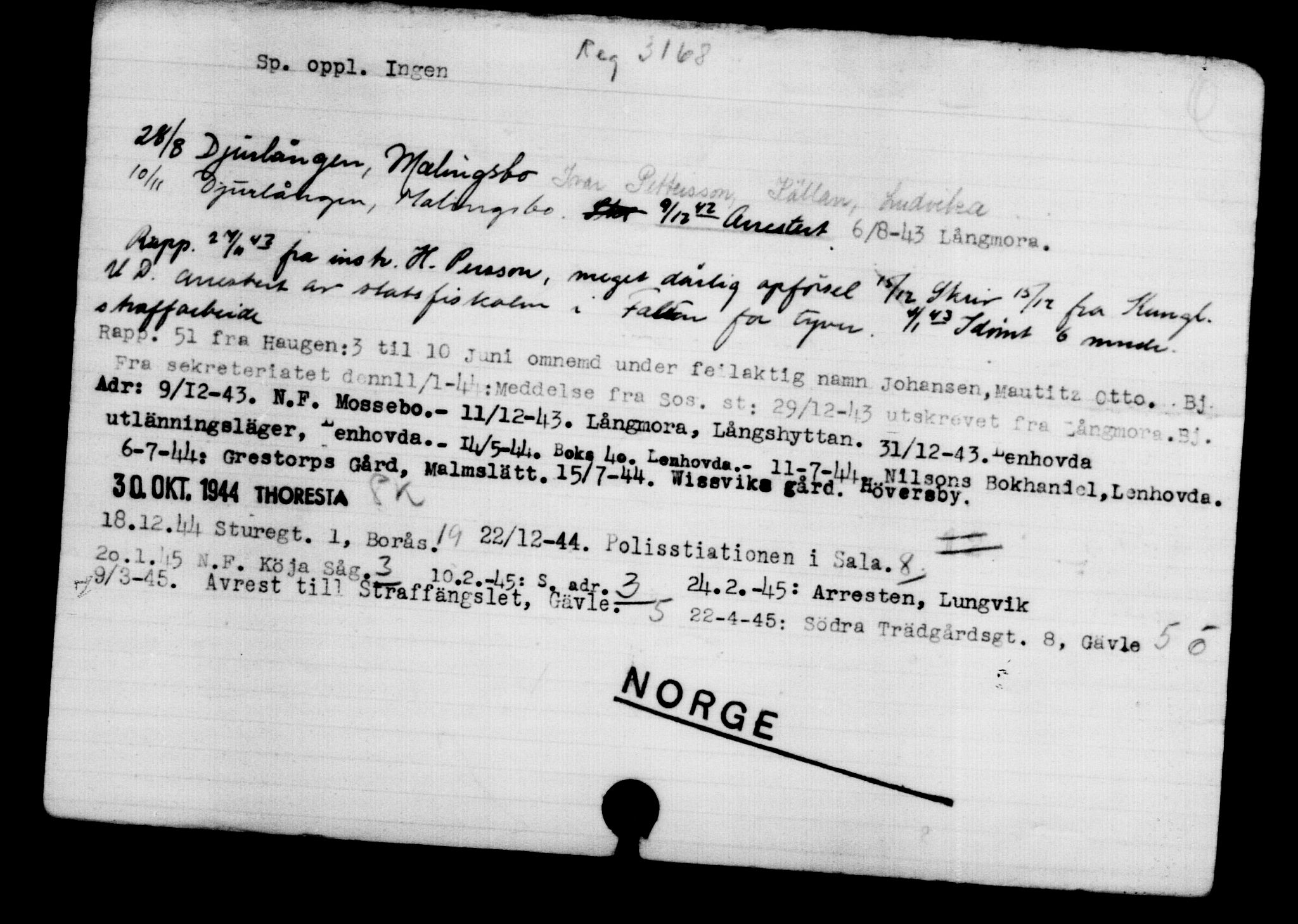 Utenriksstasjonene, Legasjonen i Stockholm, Flyktningkontoret, AV/RA-S-6753/V/Va/L0003: Kjesäterkartoteket, flyktninger med registreringsnr. 2001-3495, 1940-1945, p. 1616