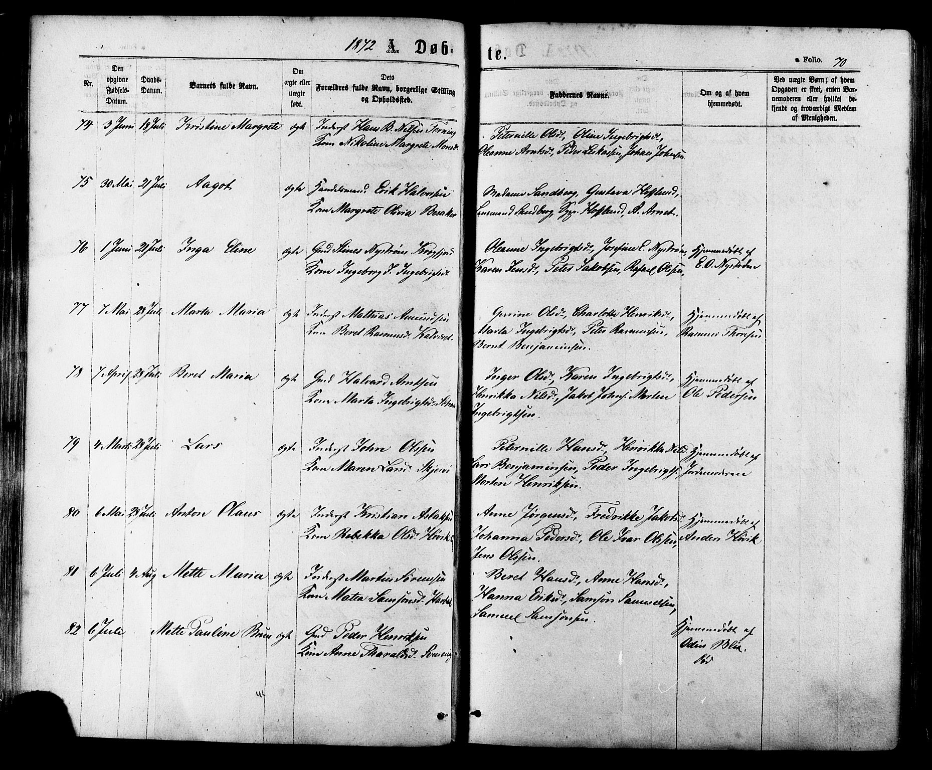 Ministerialprotokoller, klokkerbøker og fødselsregistre - Sør-Trøndelag, SAT/A-1456/657/L0706: Parish register (official) no. 657A07, 1867-1878, p. 70