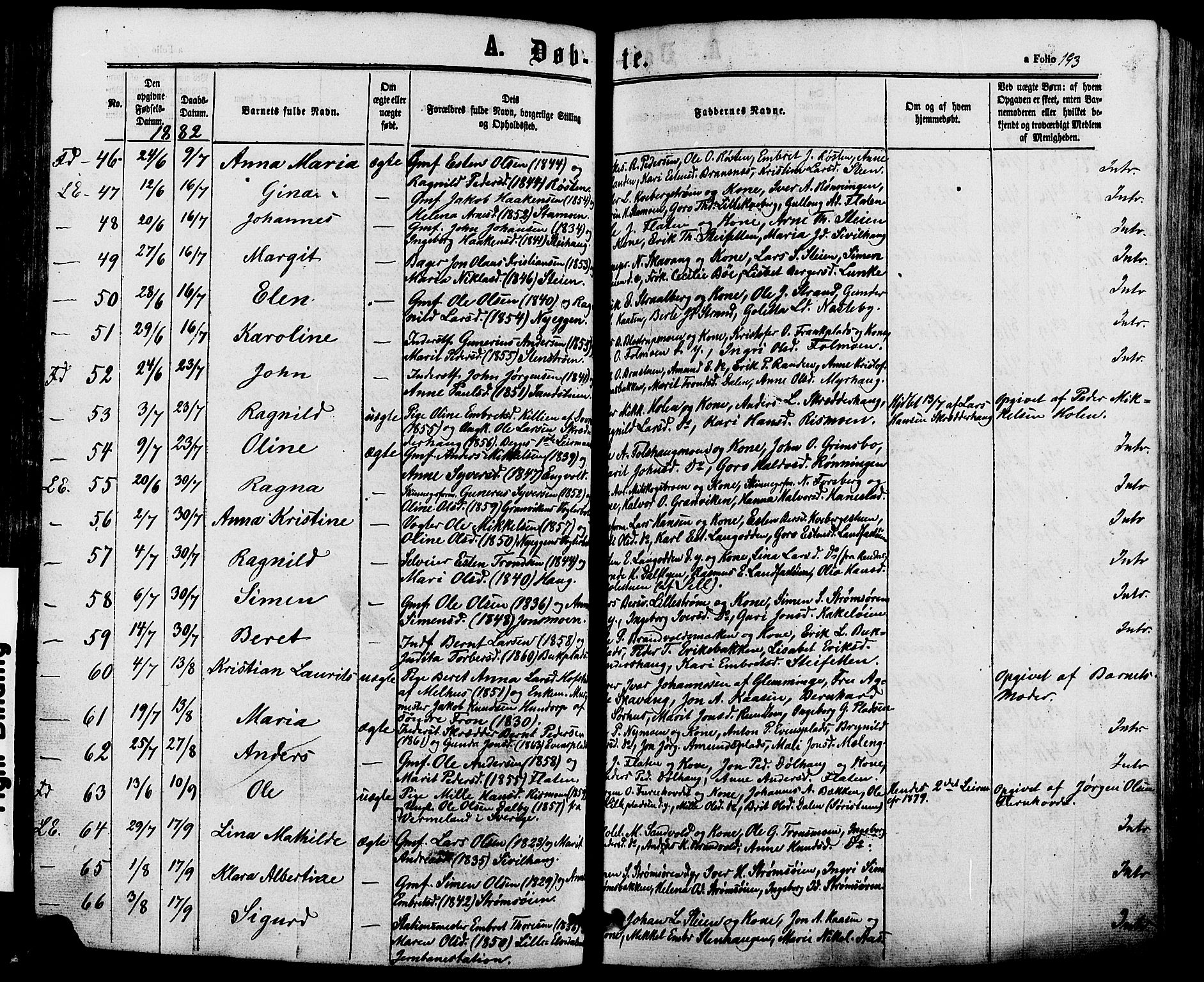 Alvdal prestekontor, AV/SAH-PREST-060/H/Ha/Haa/L0001: Parish register (official) no. 1, 1863-1882, p. 193